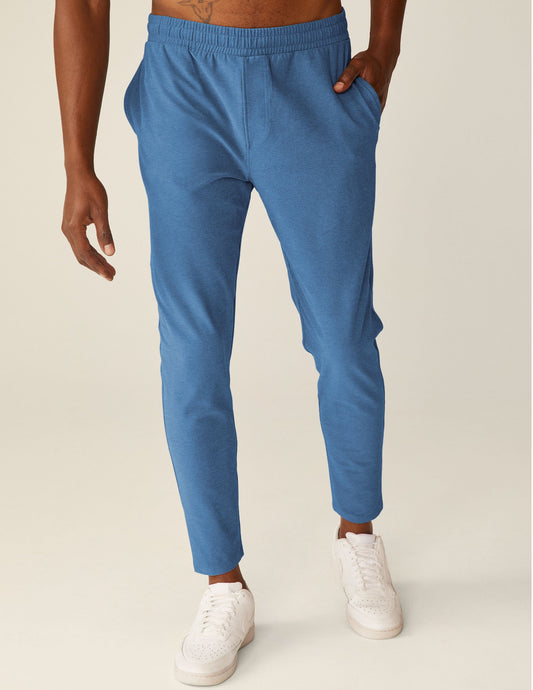 Sky Blue Heather Slim Fit Athleisure Pants for Men - Comfort & Style
