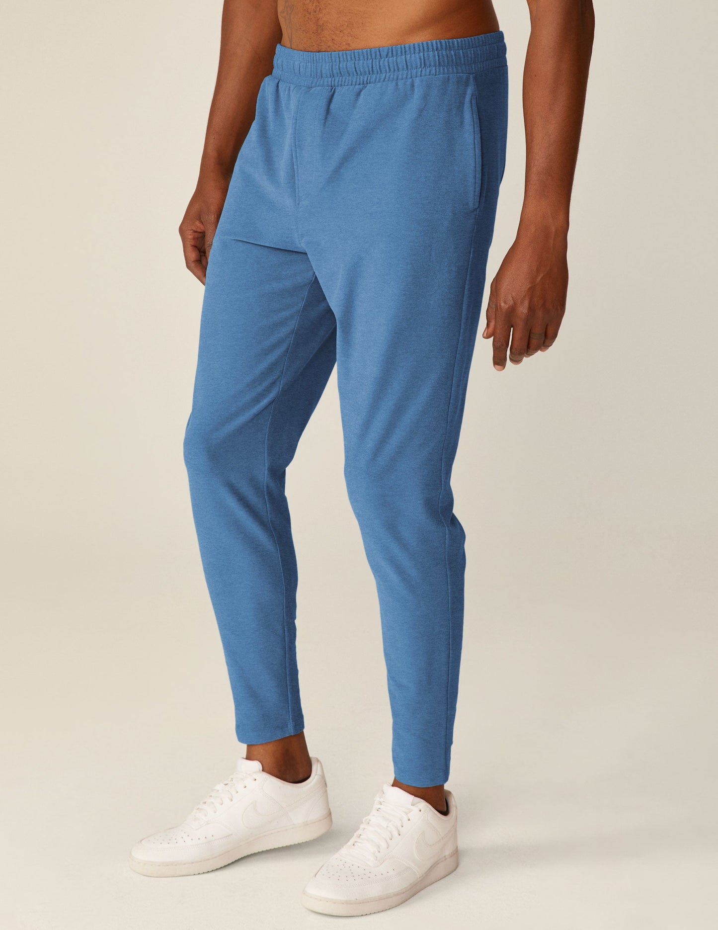 Sky Blue Heather Slim Fit Athleisure Pants for Men - Comfort & Style