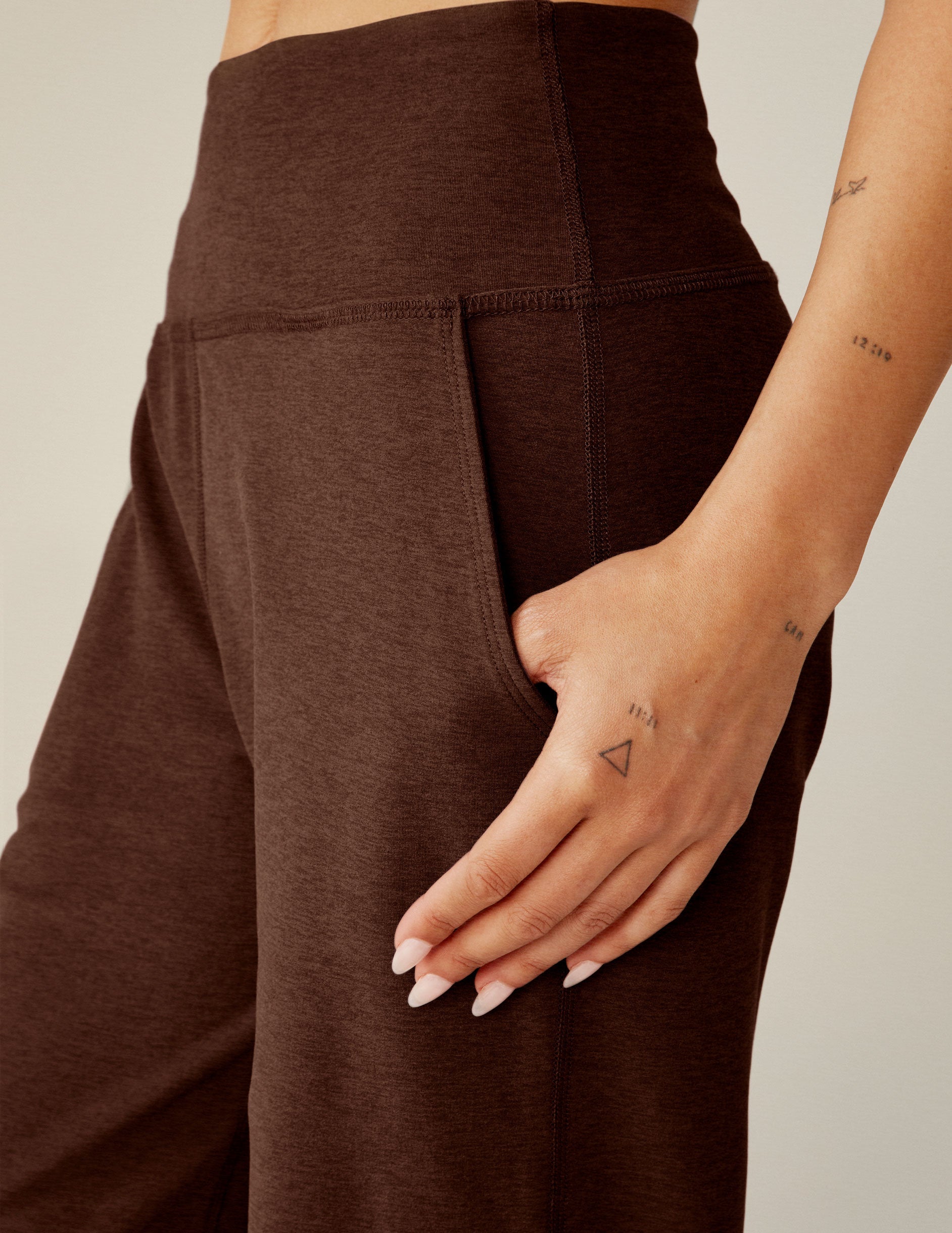 Comfortable Spacedye High-Waisted Wide Leg Pants with Pockets for Women