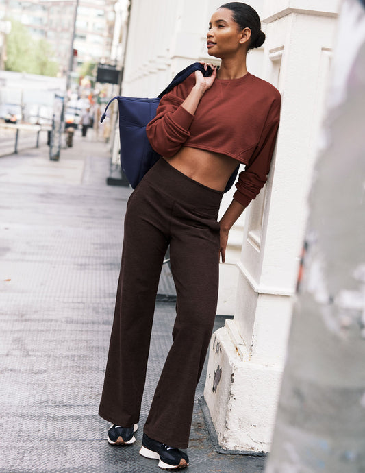 Ultra-Soft Spacedye Wide Leg Lounge Pants with Pockets, High-Waist