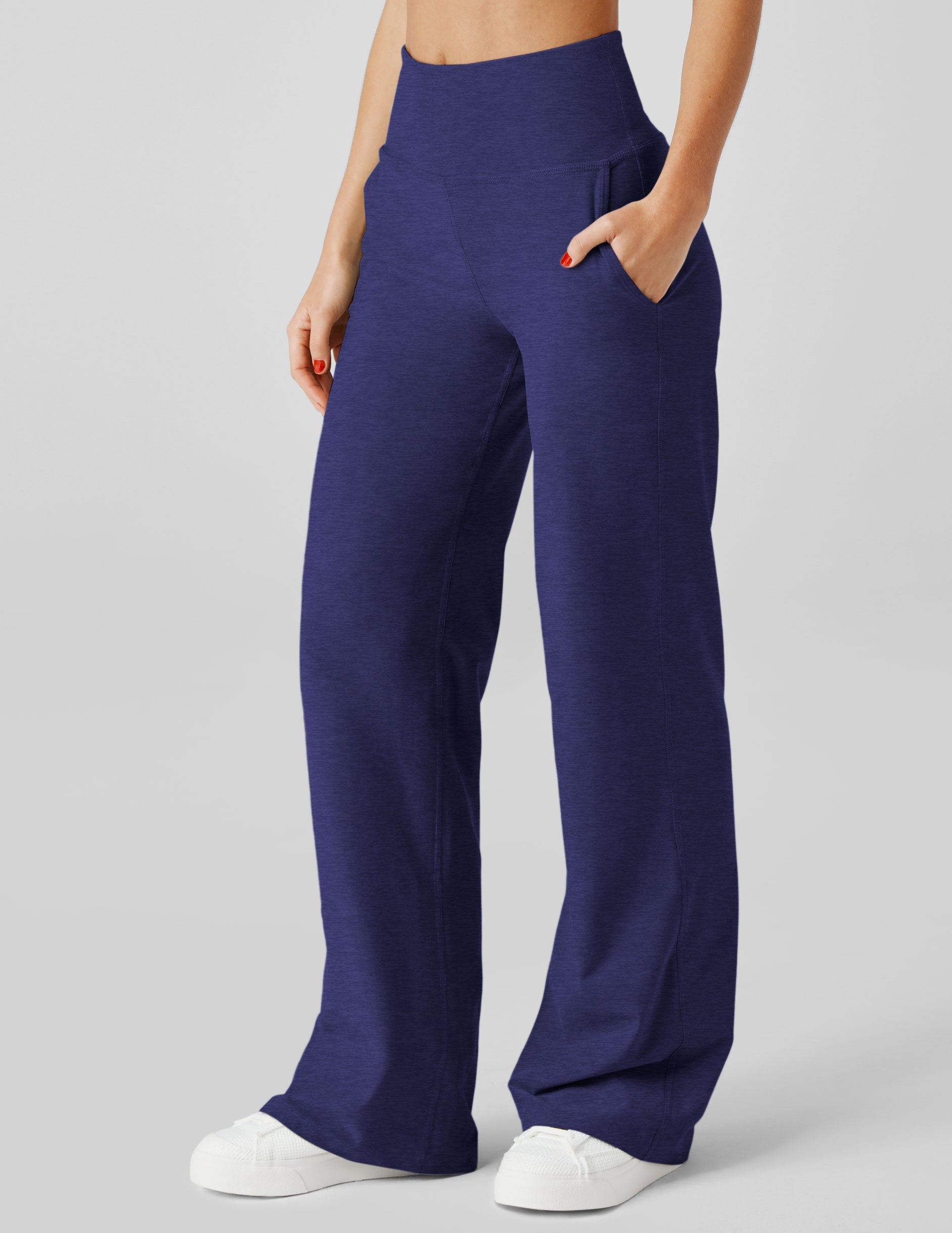 Spacedye High-Waisted Wide Leg Pants, Comfortable Relaxed Fit with Pockets