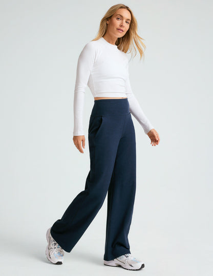 Women's Spacedye High-Waisted Wide Leg Lounge Pant: Ultra Soft Relaxed Comfort