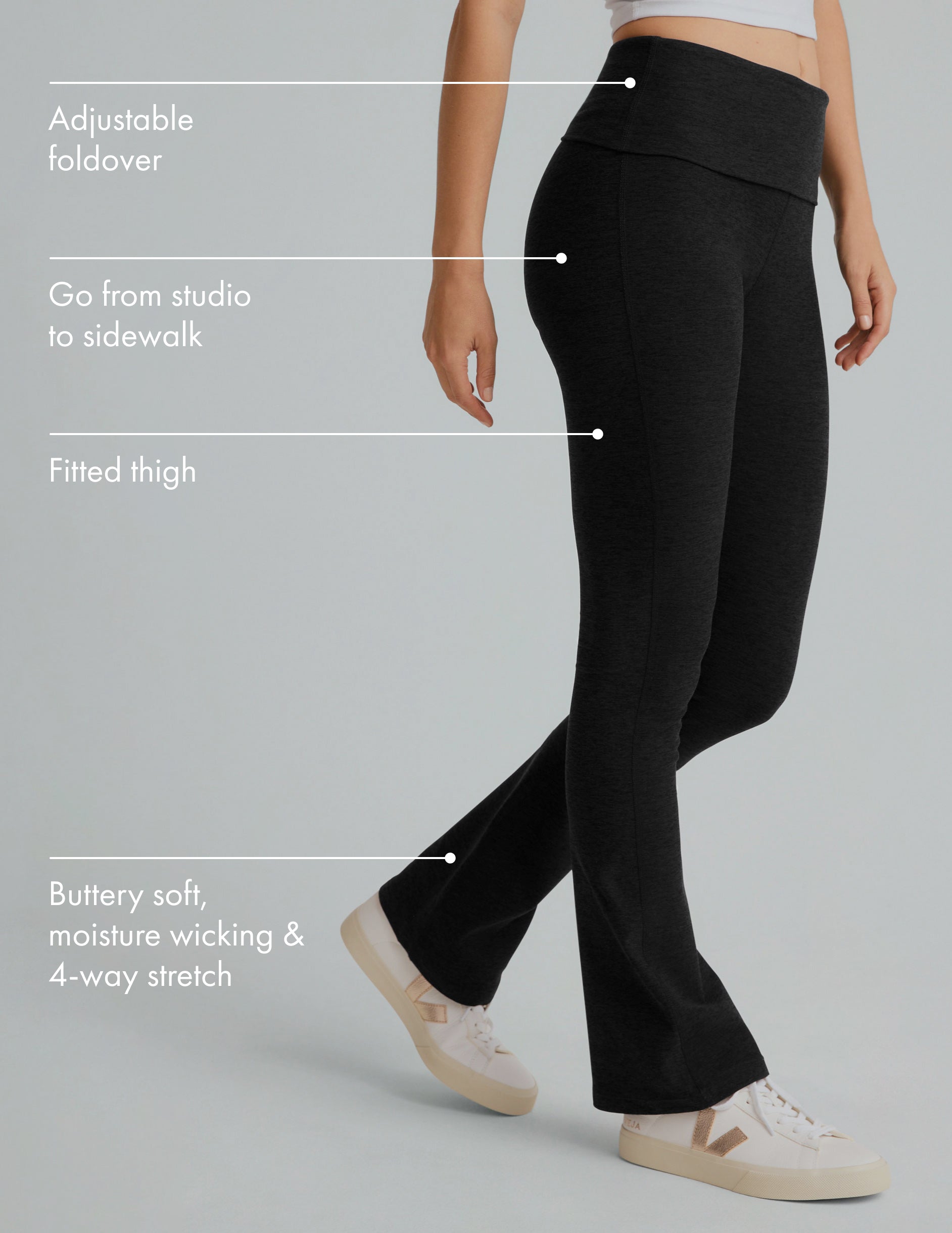 Spacedye Foldover Bootcut Pants: Performance Yoga Activewear with Adjustable Waistband