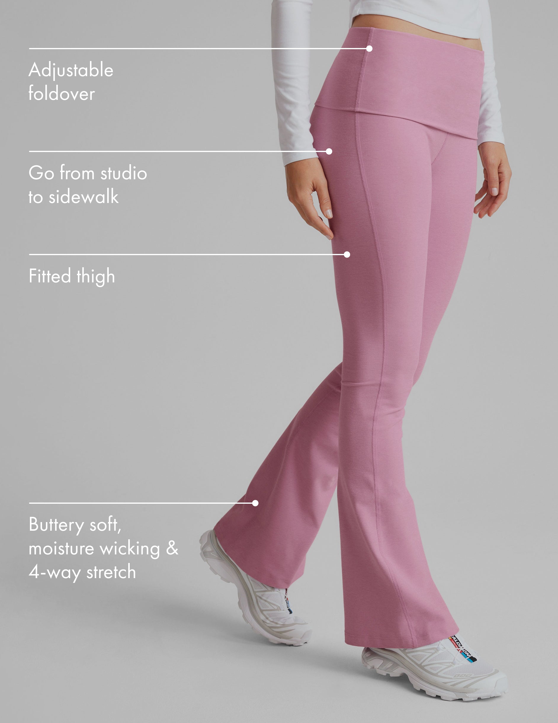 Beyond Yoga Spacedye Foldover Bootcut Pant: Soft, Flattering Pink Activewear