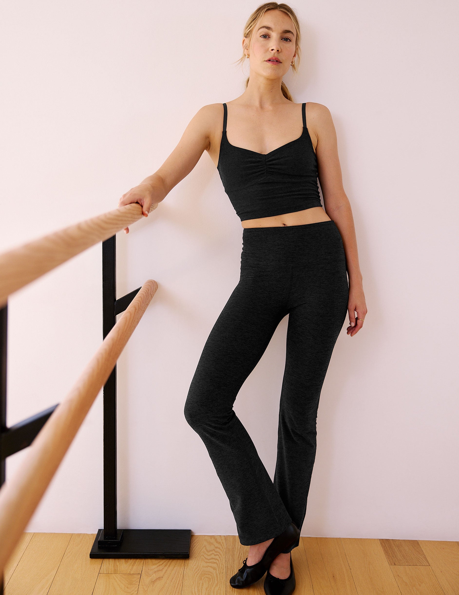 Spacedye Foldover Bootcut Pants: Performance Yoga Activewear with Adjustable Waistband