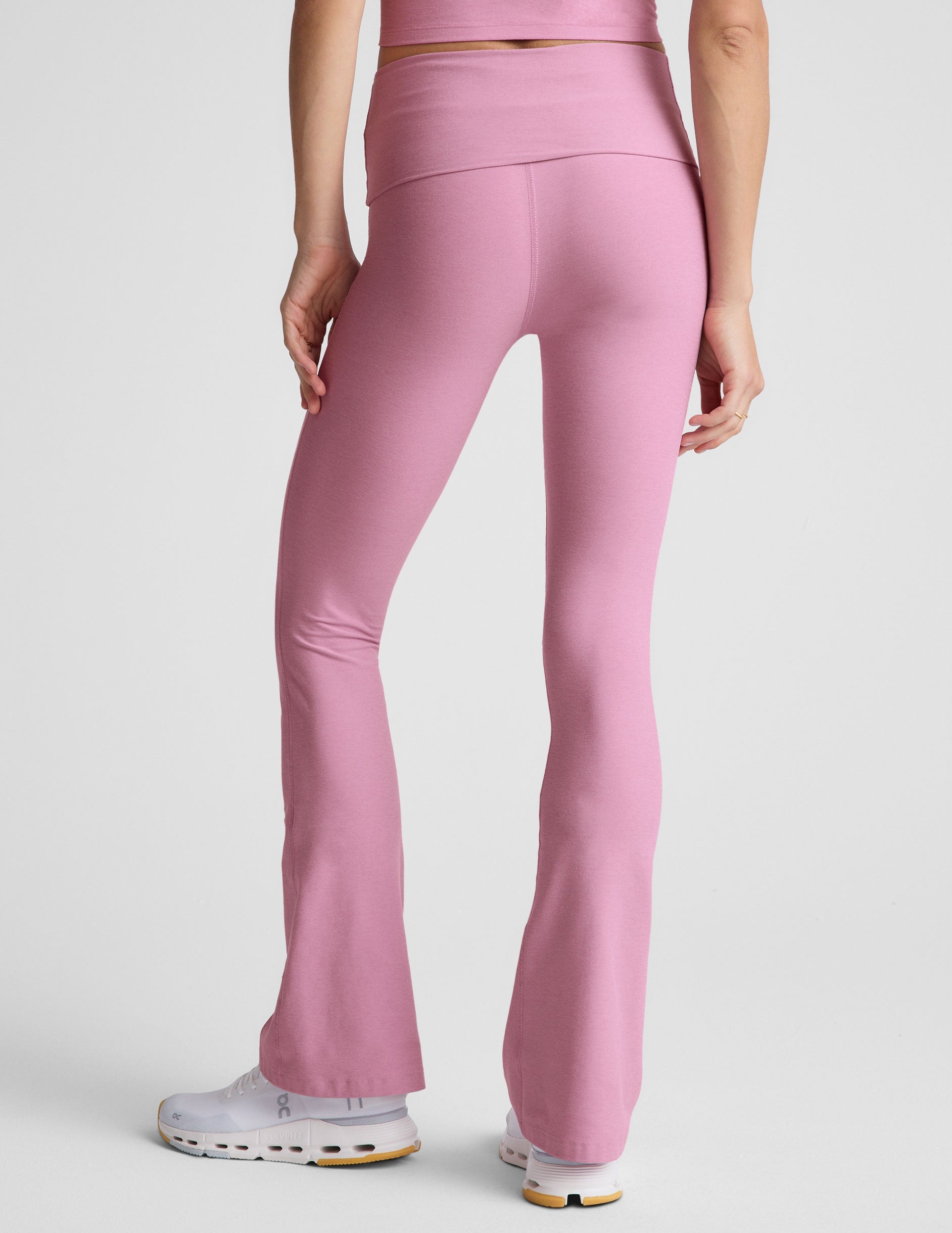Beyond Yoga Spacedye Foldover Bootcut Pant: Soft, Flattering Pink Activewear