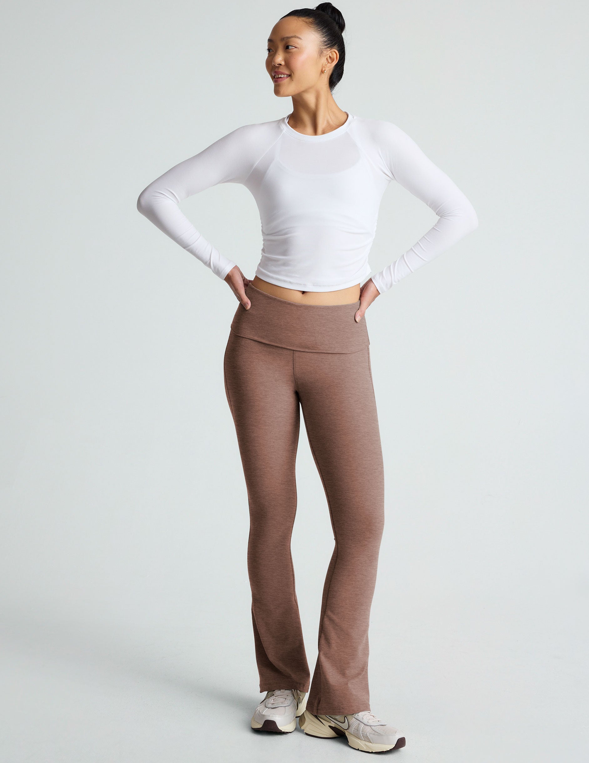 Comfortable Spacedye Foldover Bootcut Pants for Active Days & Stylish Wear