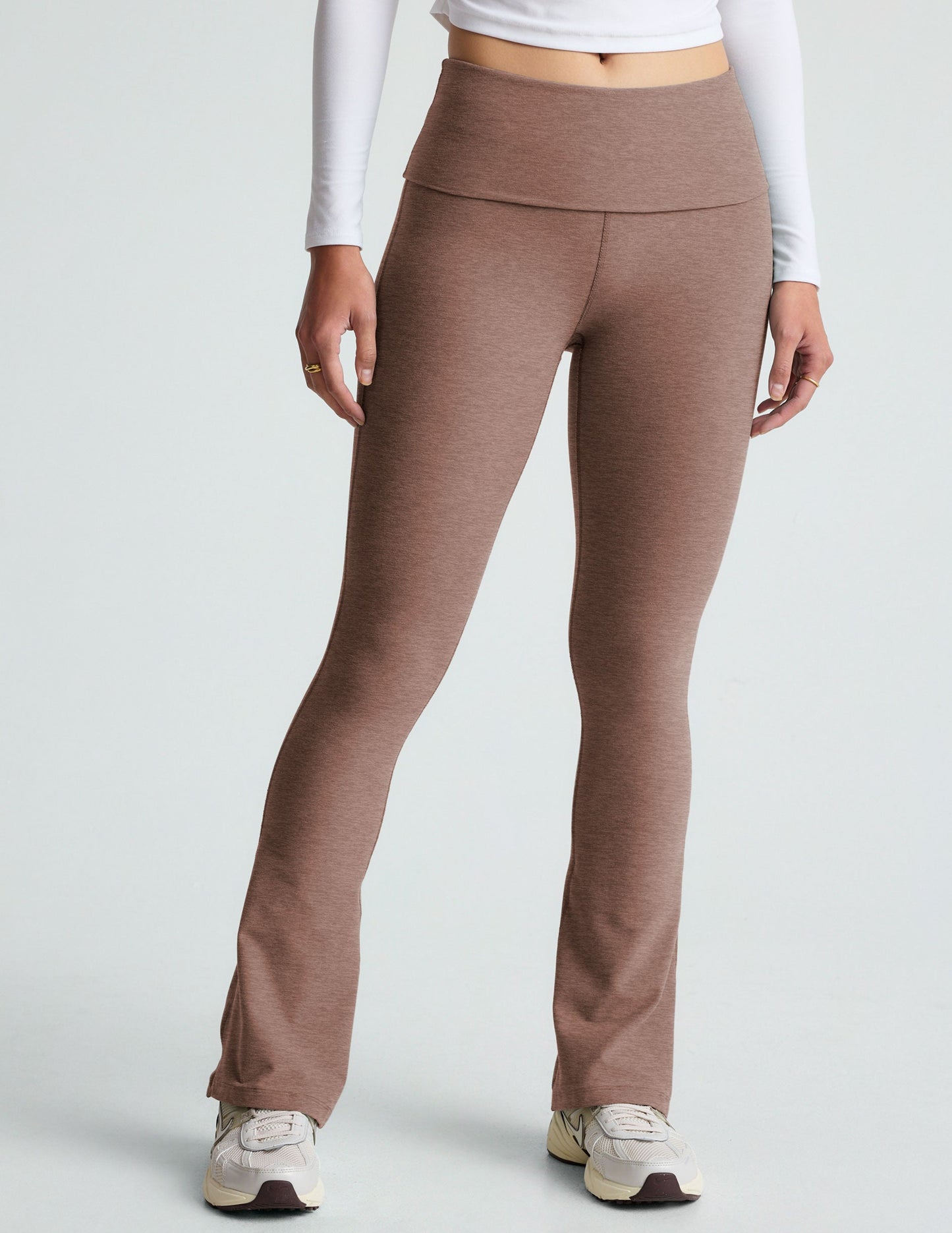 Comfortable Spacedye Foldover Bootcut Pants for Active Days & Stylish Wear