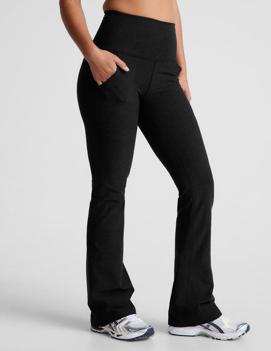 Soft Spacedye High-Waisted Bootcut Yoga Pants with Convenient Side Pockets