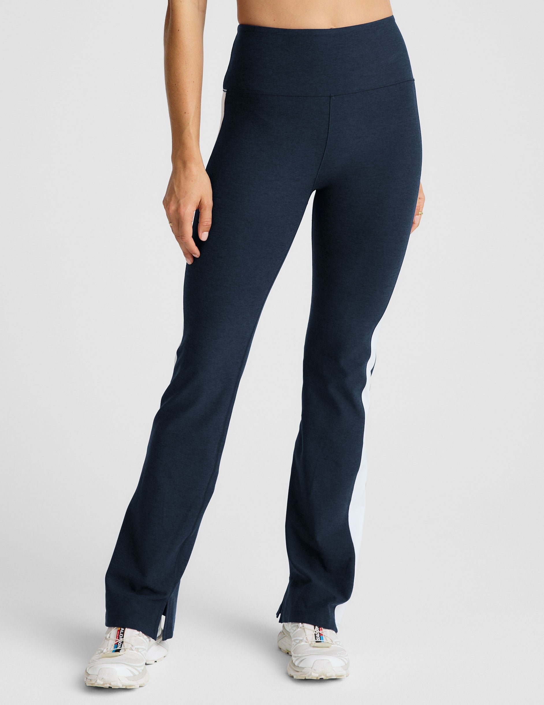 Comfortable Spacedye Gemini Colorblock Bootcut Pants with Side Slits