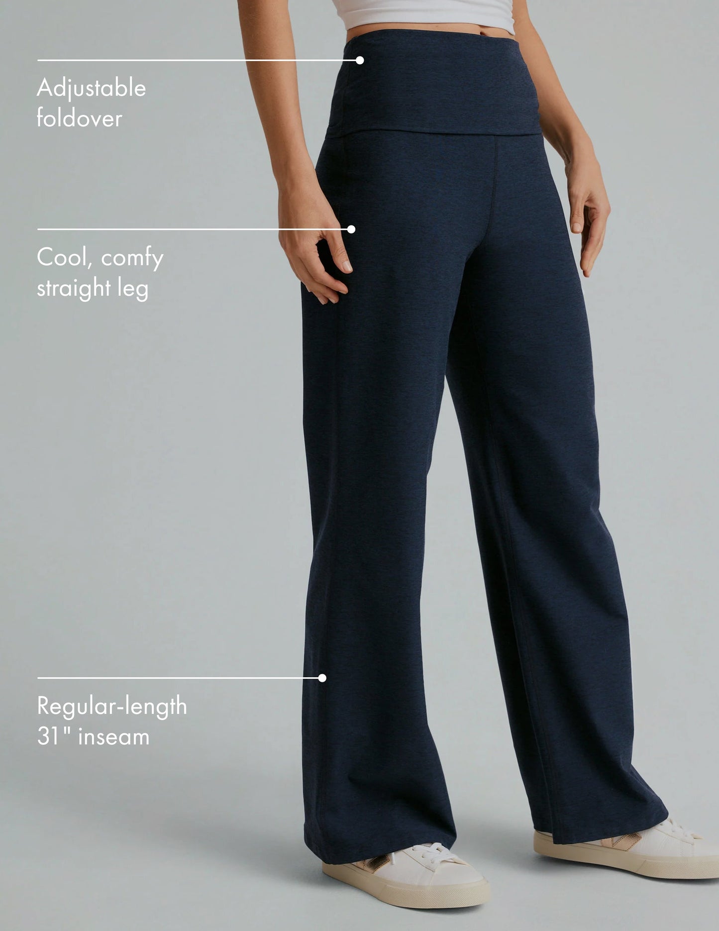 Soft Spacedye Foldover Wide Leg Pant: Adjustable Waist, Comfortable Yoga Lounge Wear