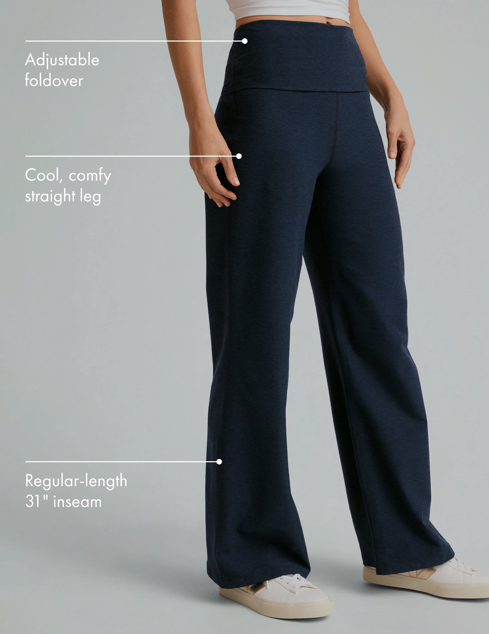 Soft Spacedye Foldover Wide Leg Pant: Adjustable Waist, Comfortable Yoga Lounge Wear