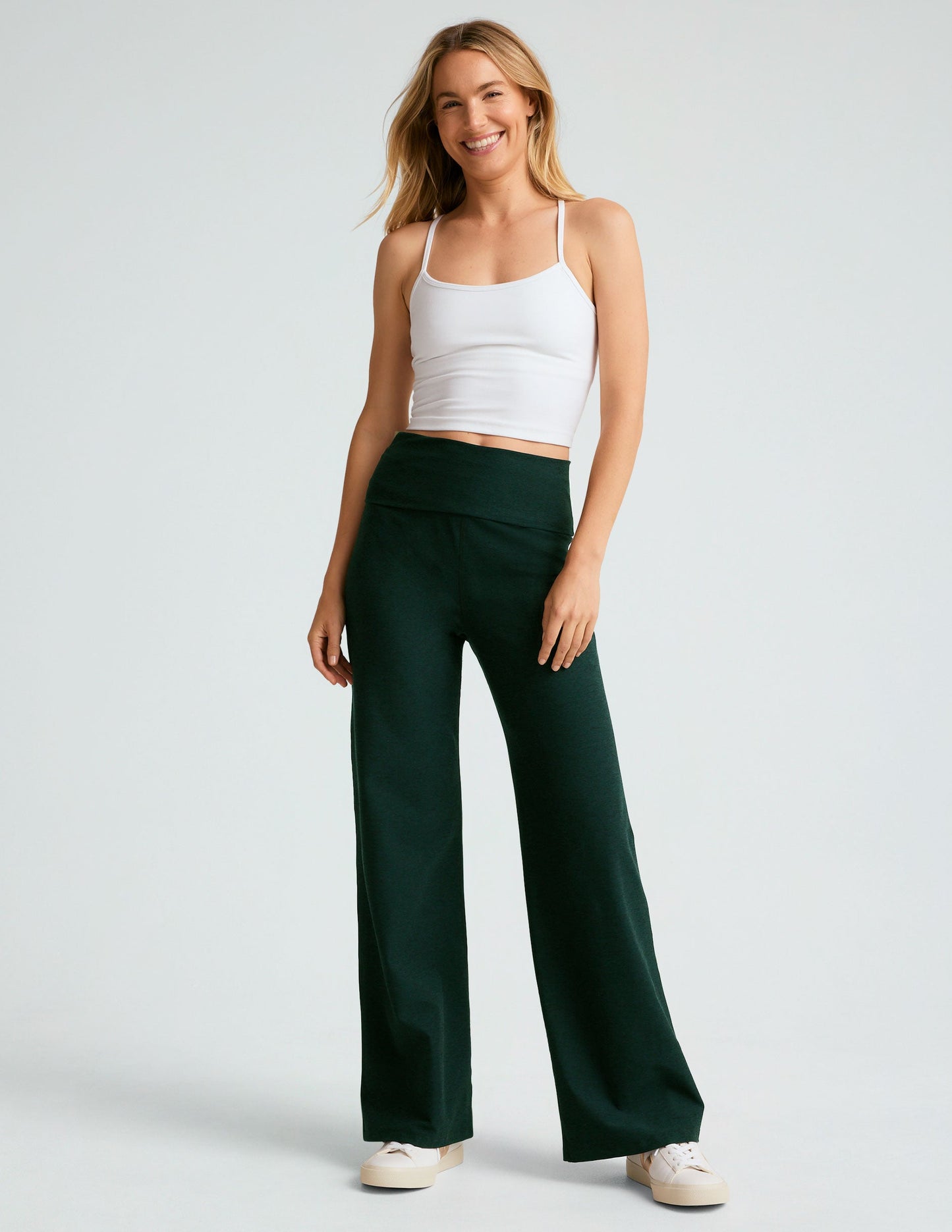 Versatile Spacedye Foldover Wide Leg Yoga Pants: Adjustable Waist, Supreme Comfort