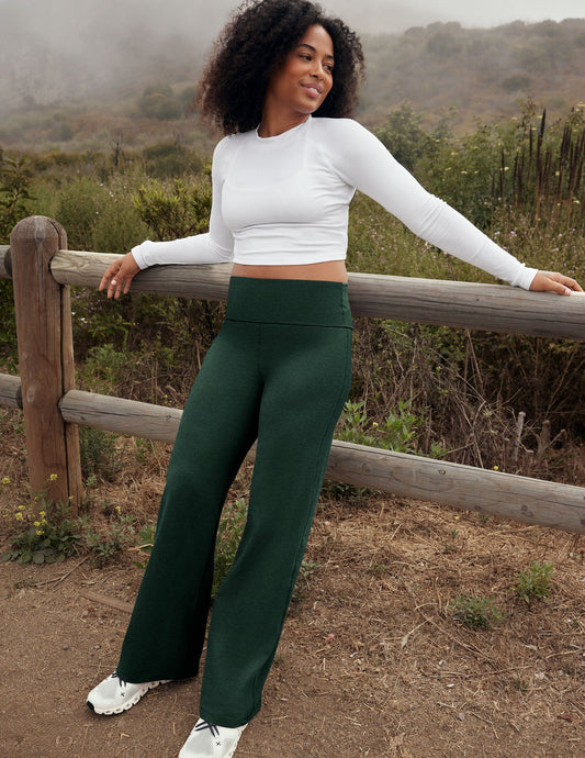 Versatile Spacedye Foldover Wide Leg Yoga Pants: Adjustable Waist, Supreme Comfort