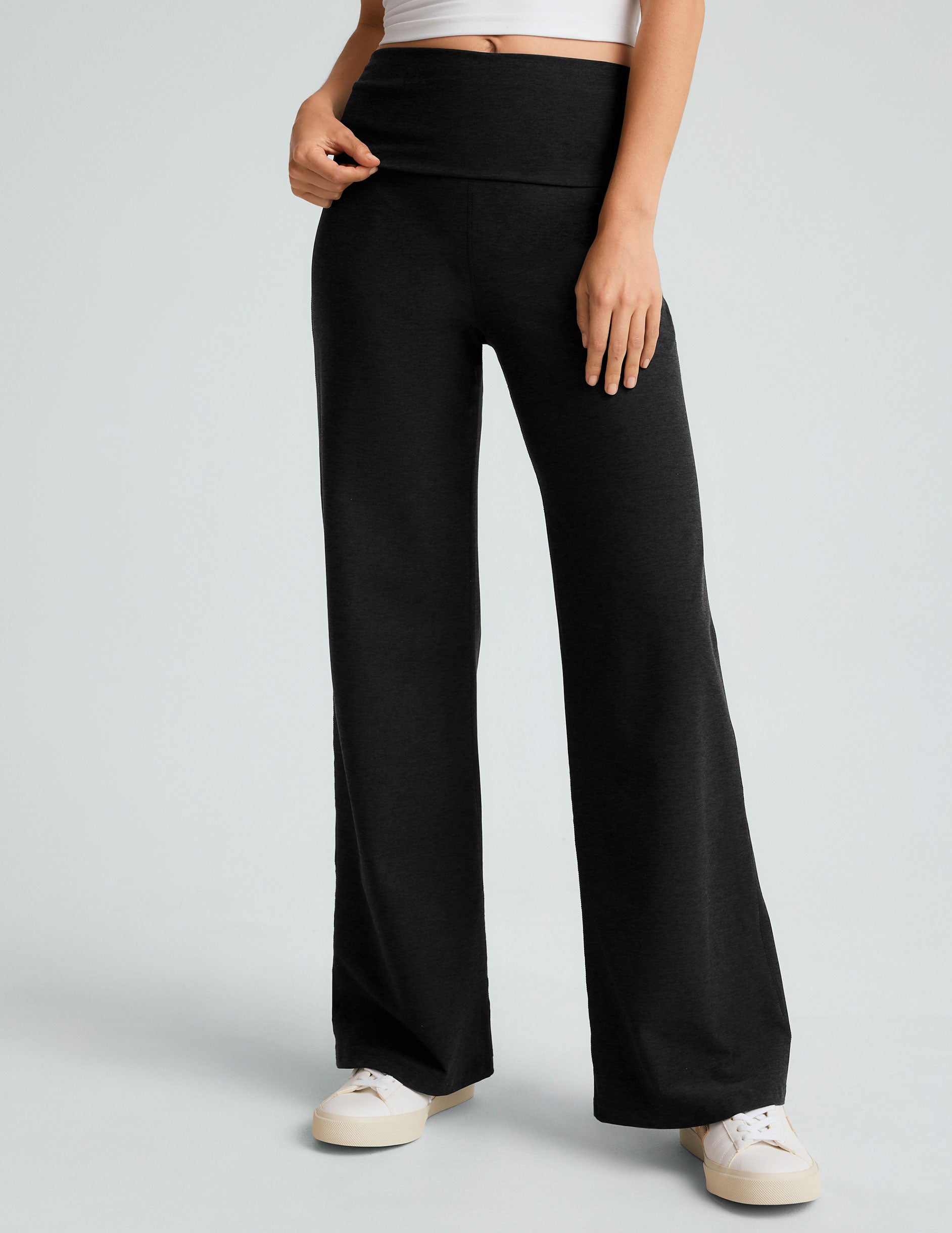 Ultra-Soft Spacedye Foldover Wide Leg Pants - Adjustable Comfort Fit