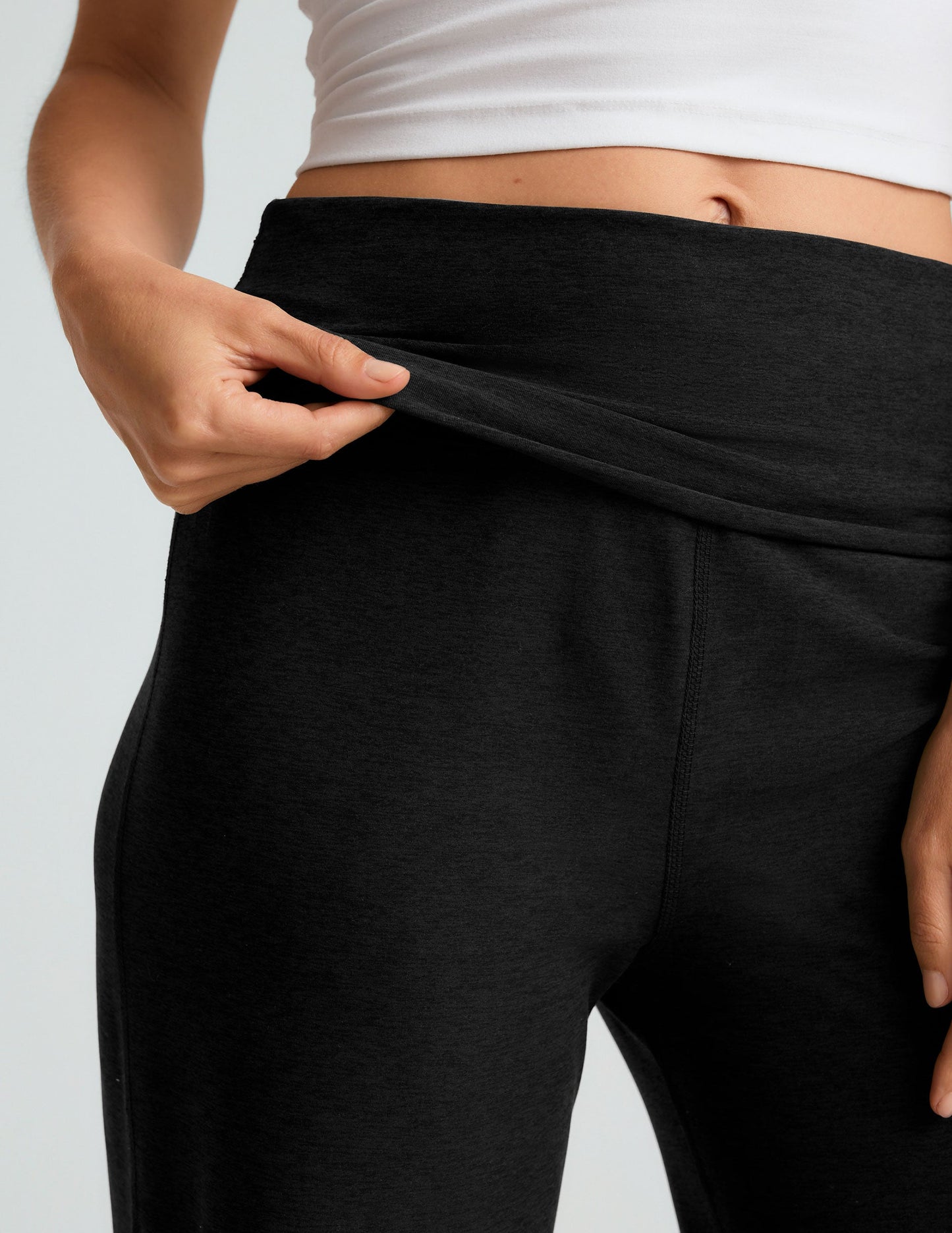 Ultra-Soft Spacedye Foldover Wide Leg Pants - Adjustable Comfort Fit