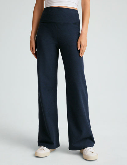 Soft Spacedye Foldover Wide Leg Pant: Adjustable Waist, Comfortable Yoga Lounge Wear