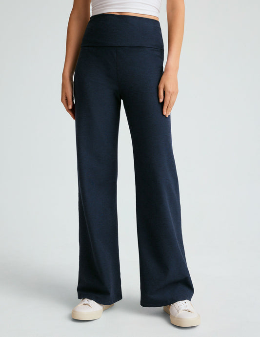 Soft Spacedye Foldover Wide Leg Pant: Adjustable Waist, Comfortable Yoga Lounge Wear