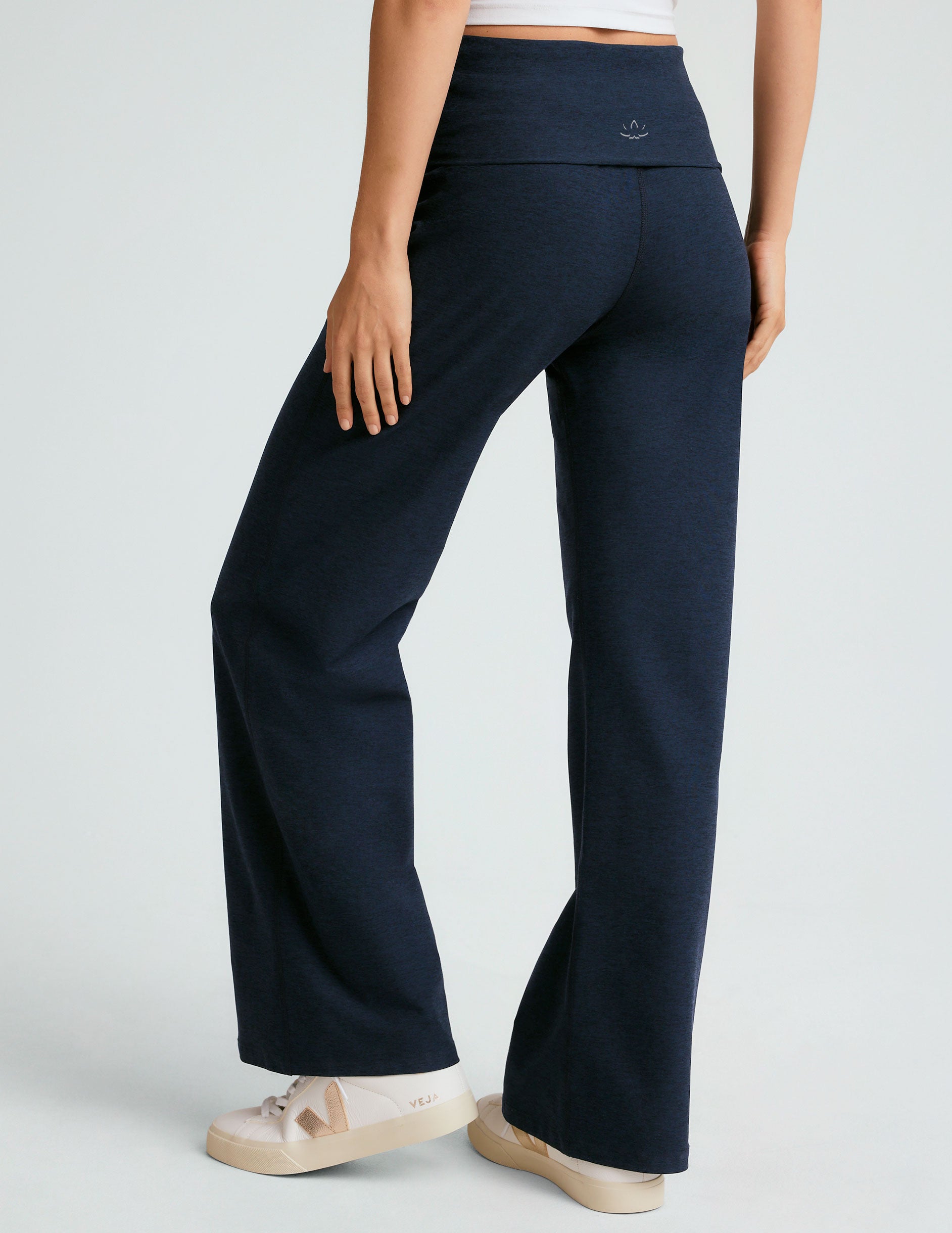 Soft Spacedye Foldover Wide Leg Pant: Adjustable Waist, Comfortable Yoga Lounge Wear