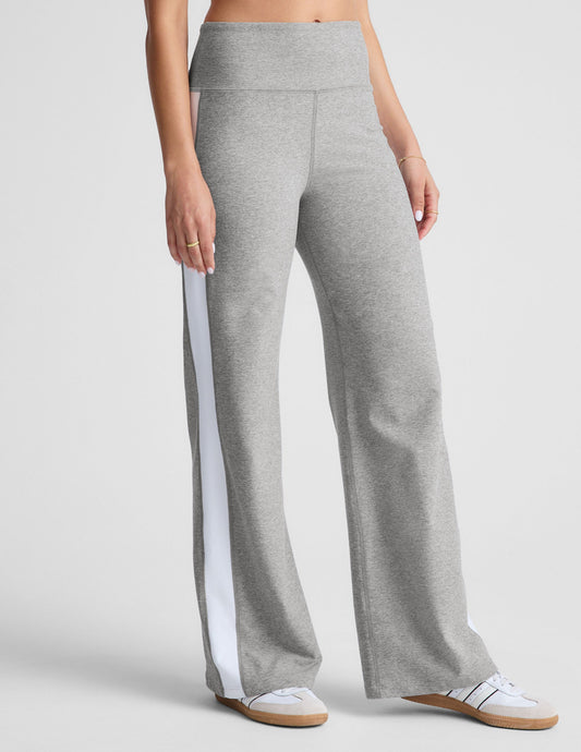 Comfortable Spacedye Wide Leg Pants with Contrast Stripe Panels and Pockets