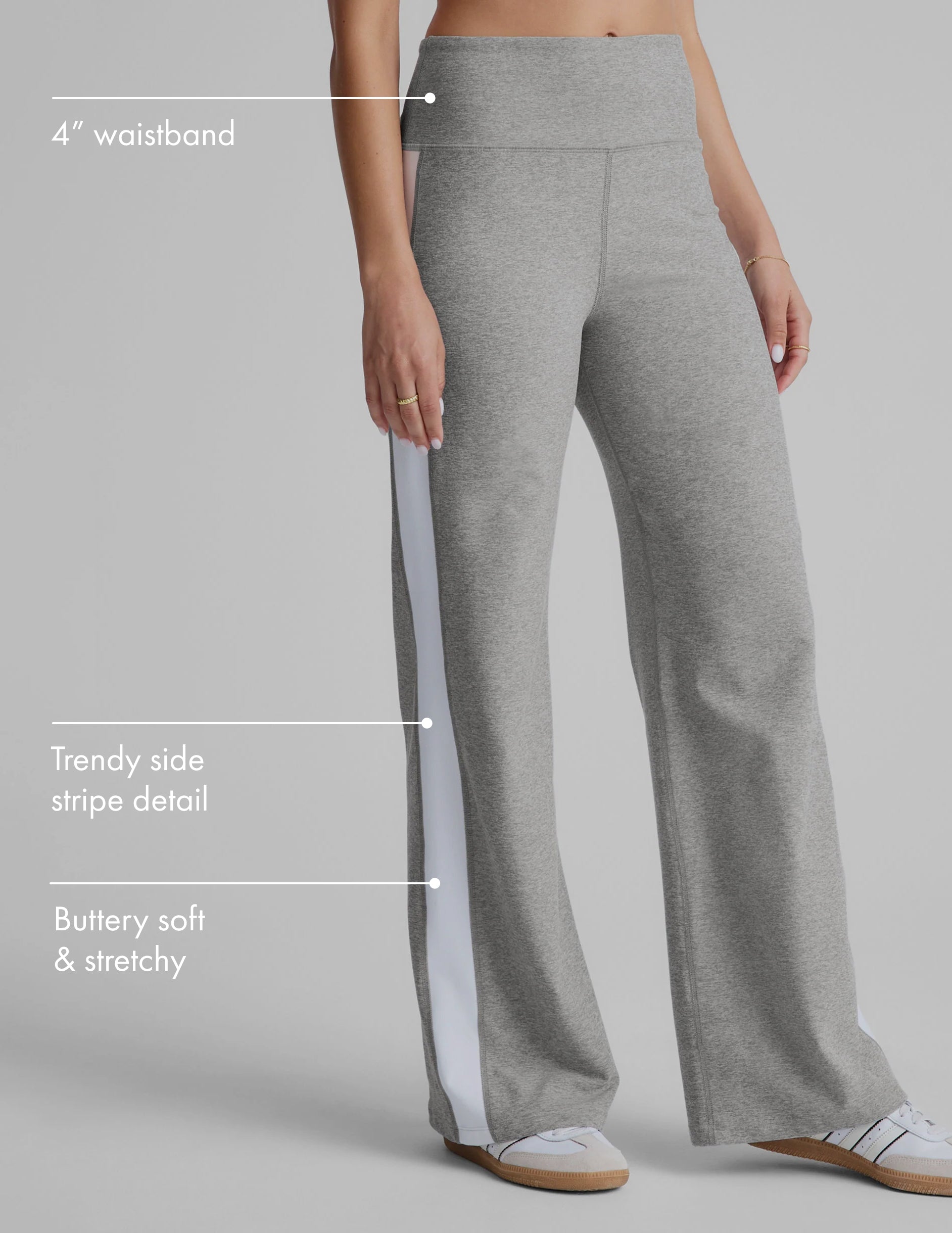 Comfortable Spacedye Wide Leg Pants with Contrast Stripe Panels and Pockets