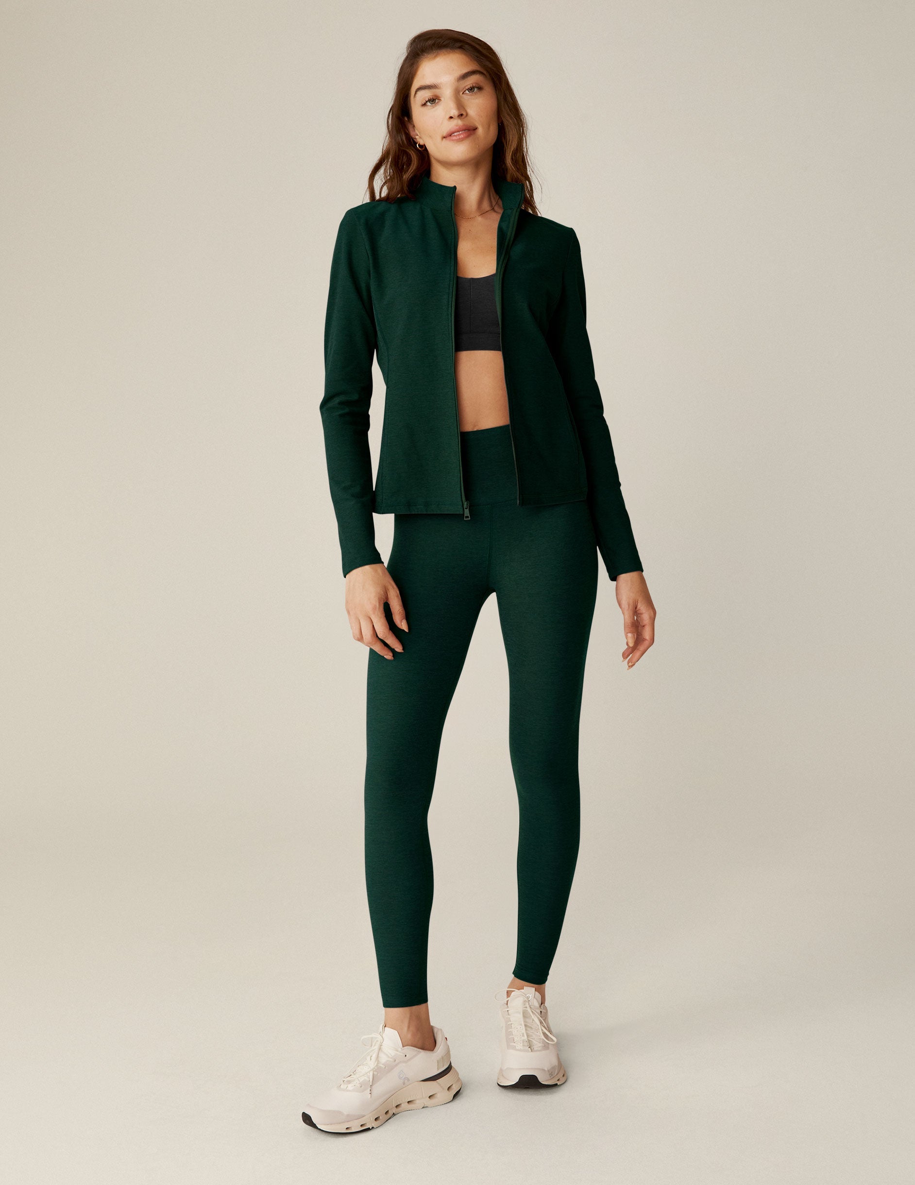 Spacedye Performance Fabric Mock Neck Zip-Up Jacket with Inseam Pockets