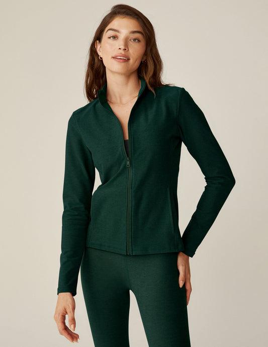 Spacedye Performance Fabric Mock Neck Zip-Up Jacket with Inseam Pockets