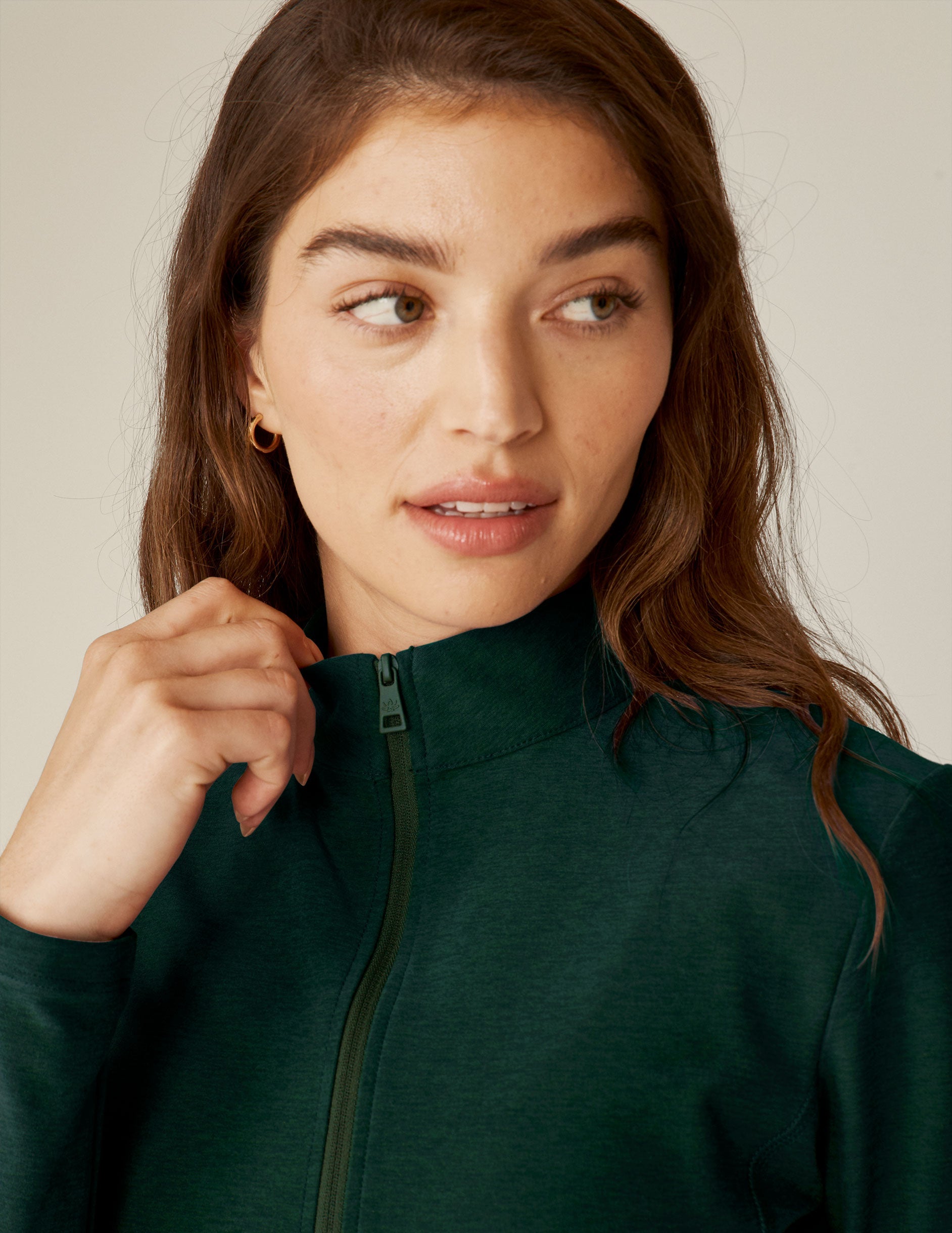 Spacedye Performance Fabric Mock Neck Zip-Up Jacket with Inseam Pockets