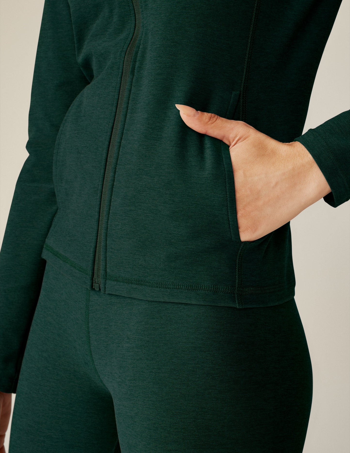 Spacedye Performance Fabric Mock Neck Zip-Up Jacket with Inseam Pockets