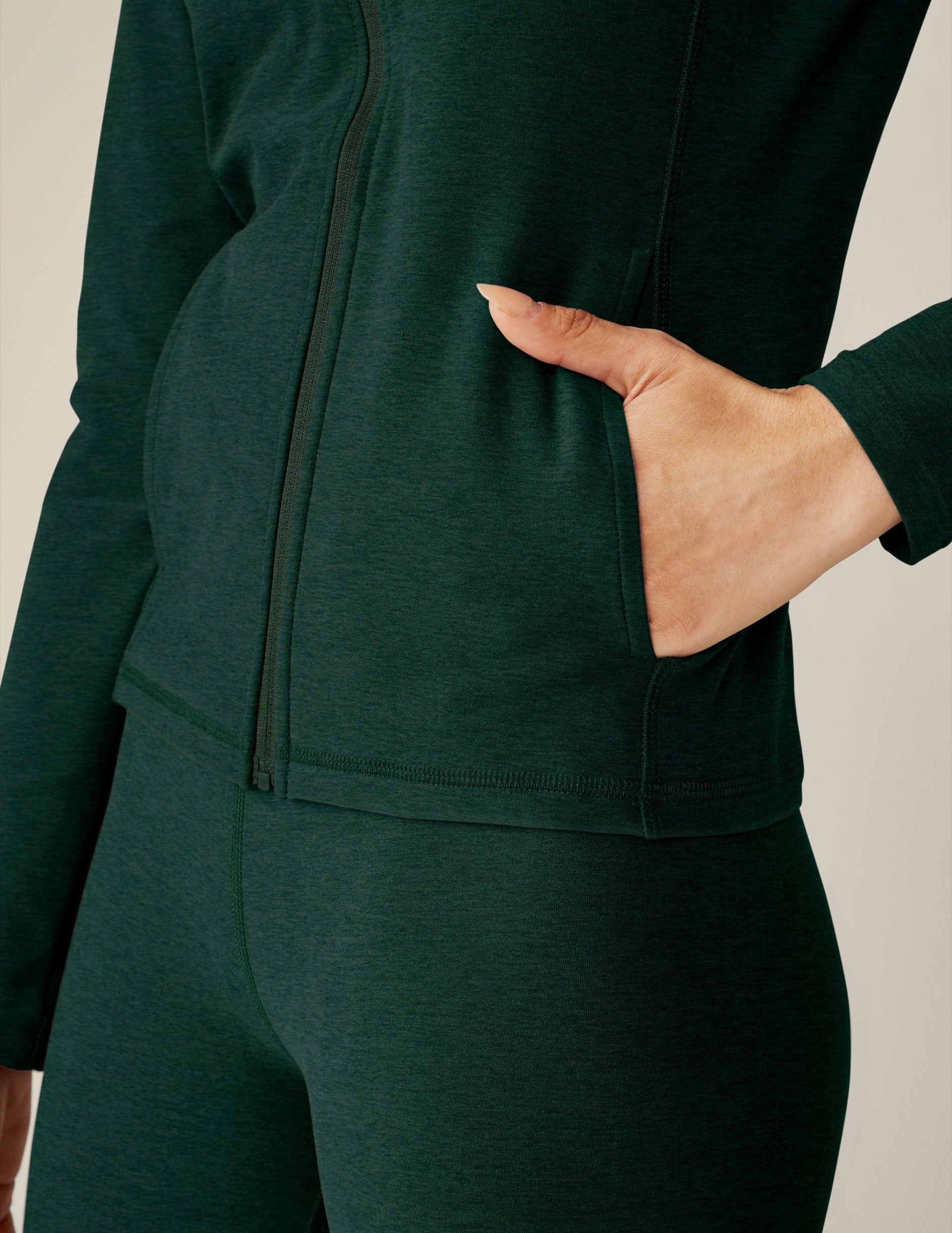 Spacedye Performance Fabric Mock Neck Zip-Up Jacket with Inseam Pockets