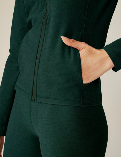 Spacedye Performance Fabric Mock Neck Zip-Up Jacket with Inseam Pockets