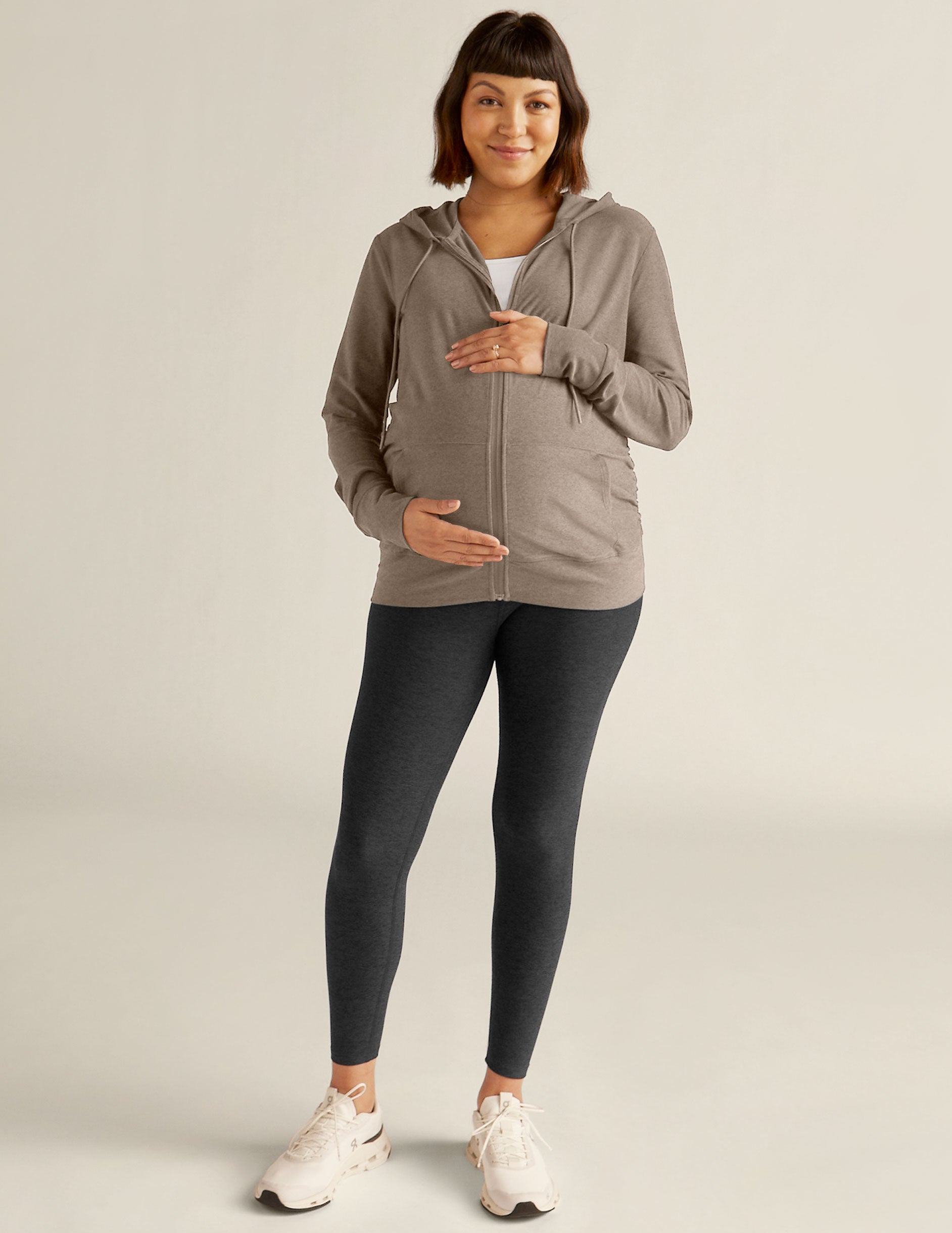 Comfortable Spacedye Maternity Hoodie: Soft, Breathable, Full Zip, Pockets, Stylish