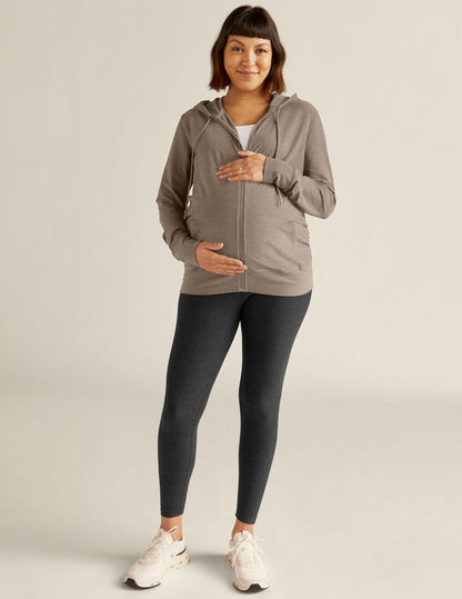 Comfortable Spacedye Maternity Hoodie: Soft, Breathable, Full Zip, Pockets, Stylish