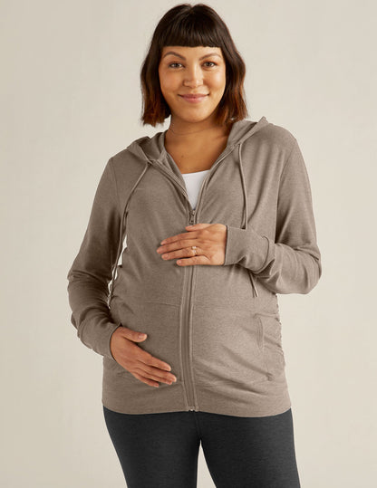 Comfortable Spacedye Maternity Hoodie: Soft, Breathable, Full Zip, Pockets, Stylish