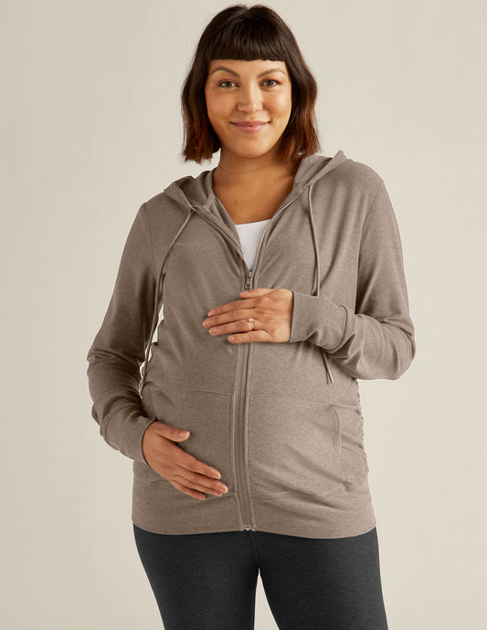 Comfortable Spacedye Maternity Hoodie: Soft, Breathable, Full Zip, Pockets, Stylish