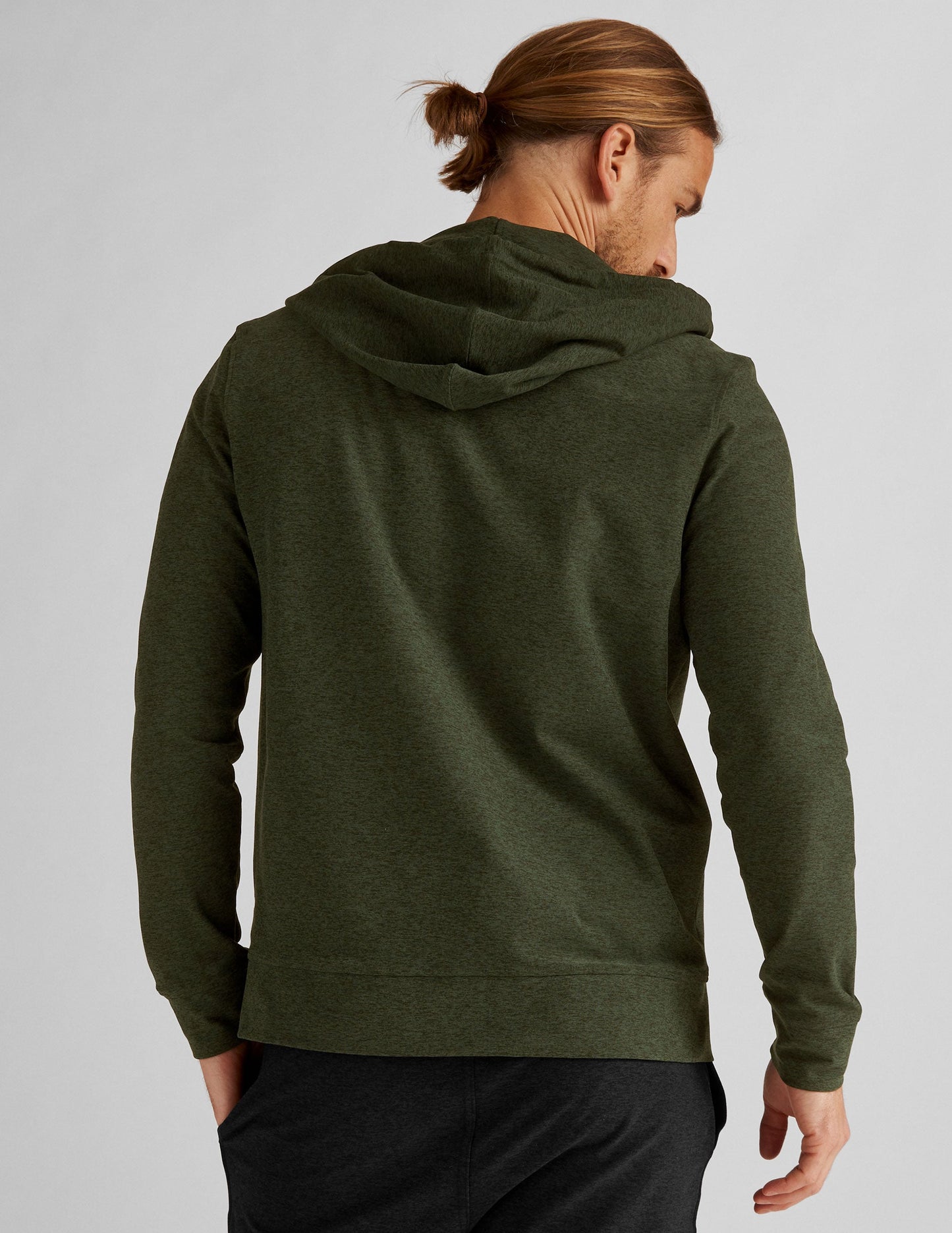 Beyond Yoga Men's Featherweight Spacedye Full-Zip Hoodie – Beyond Olive Heather