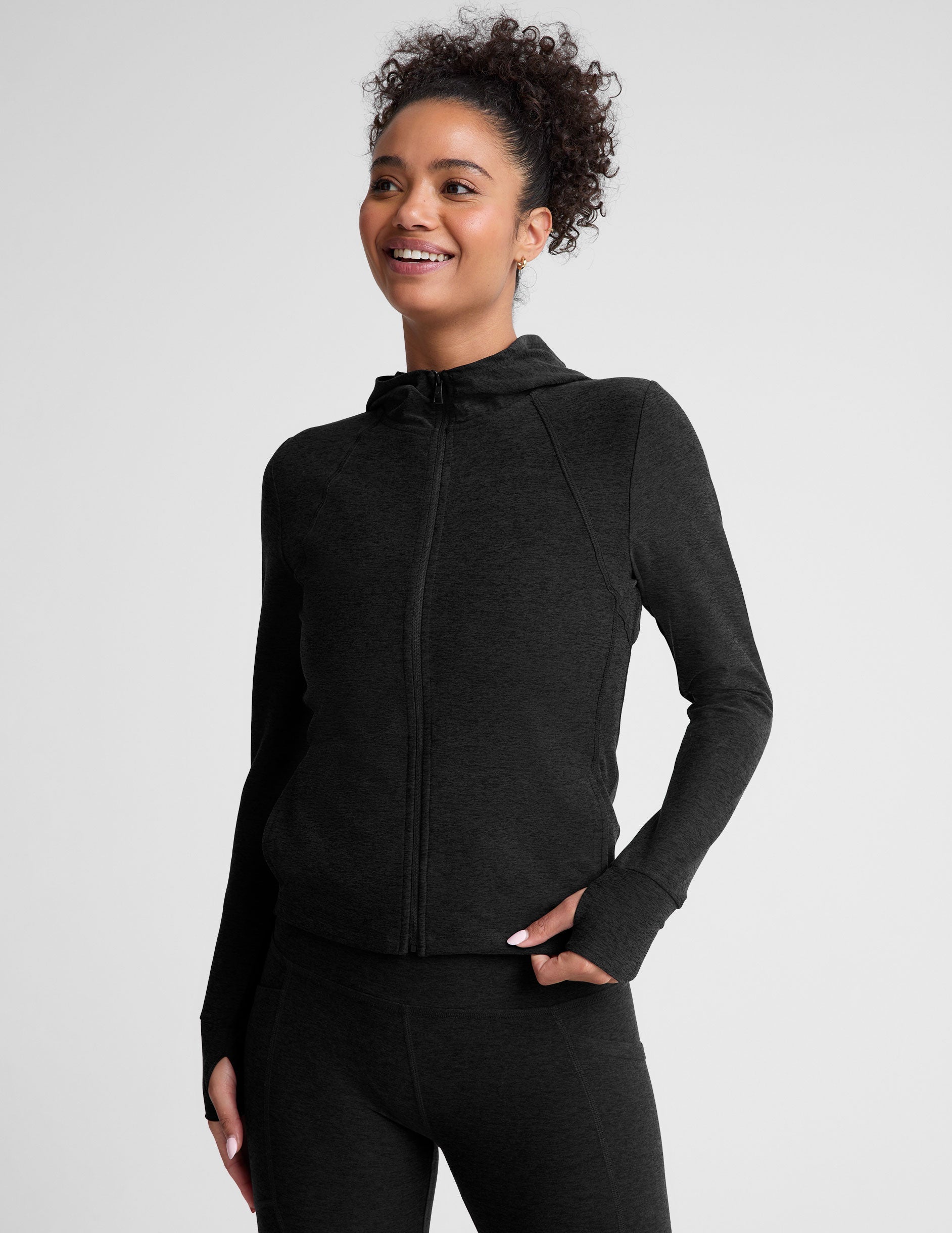 Women's Spacedye Performance Zip-Up Hoodie with Breathable Mesh & Thumbholes