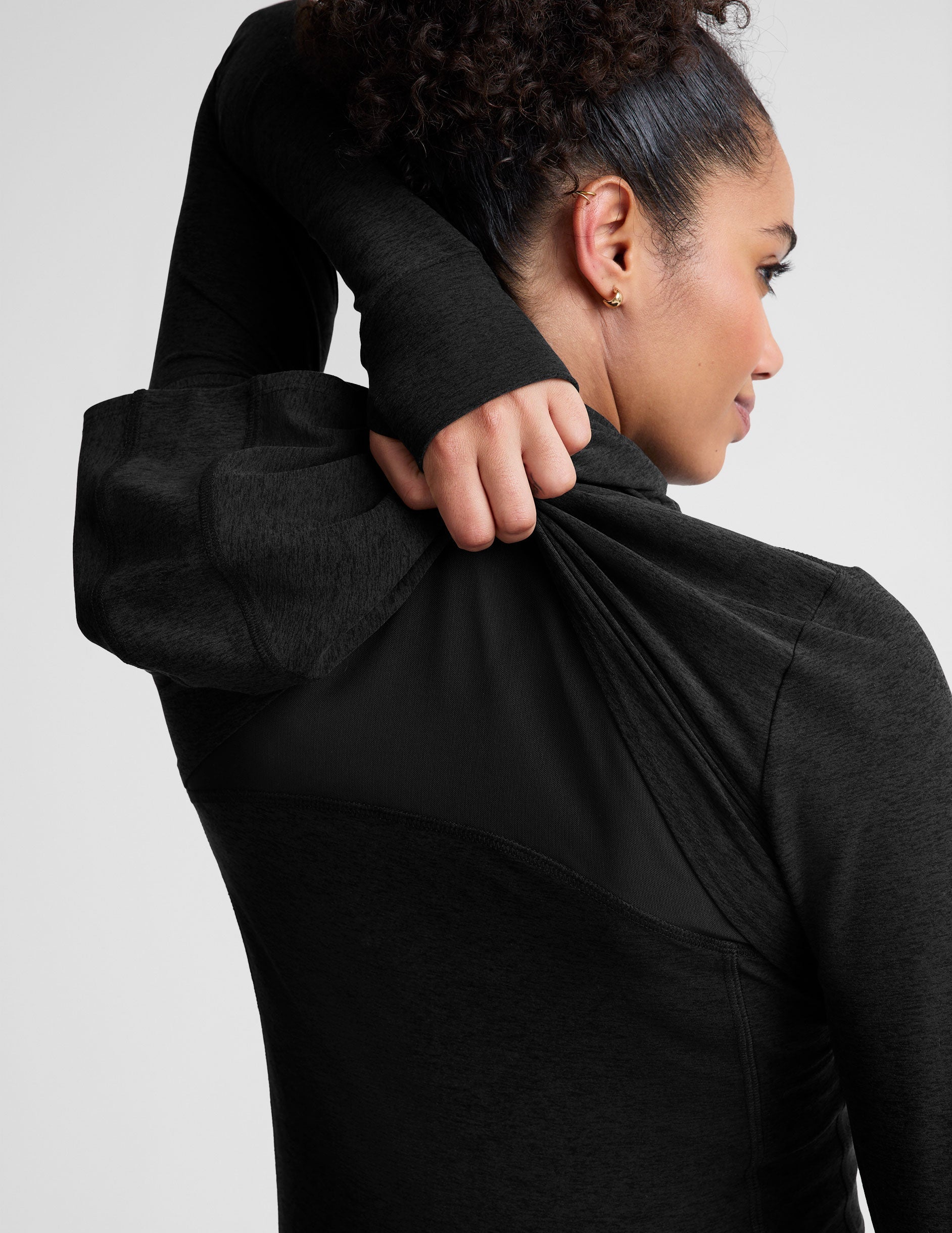 Women's Spacedye Performance Zip-Up Hoodie with Breathable Mesh & Thumbholes