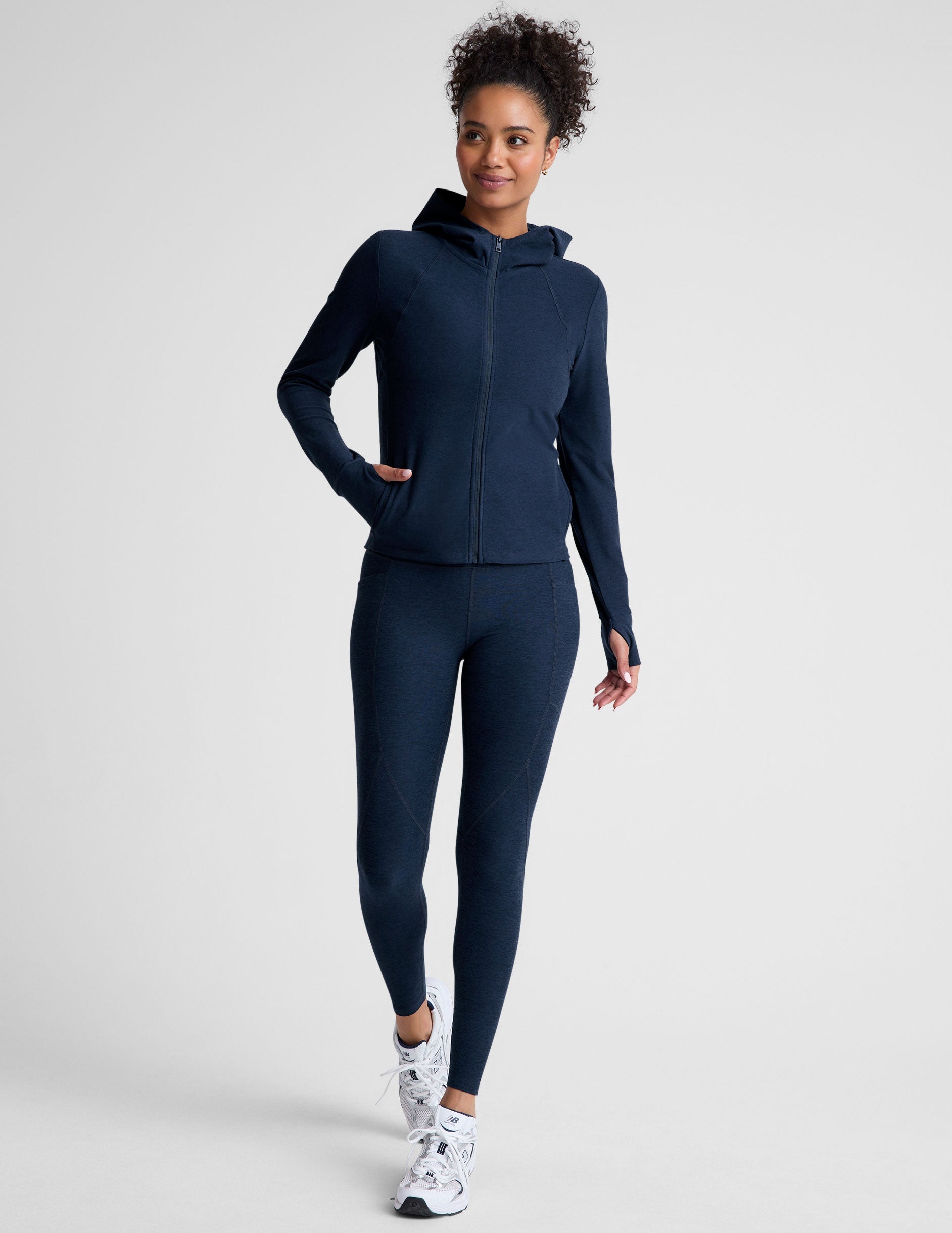 Beyond Yoga Spacedye High Energy Hoodie: Breathable, Flexible Active Zip-Up with Thumbholes