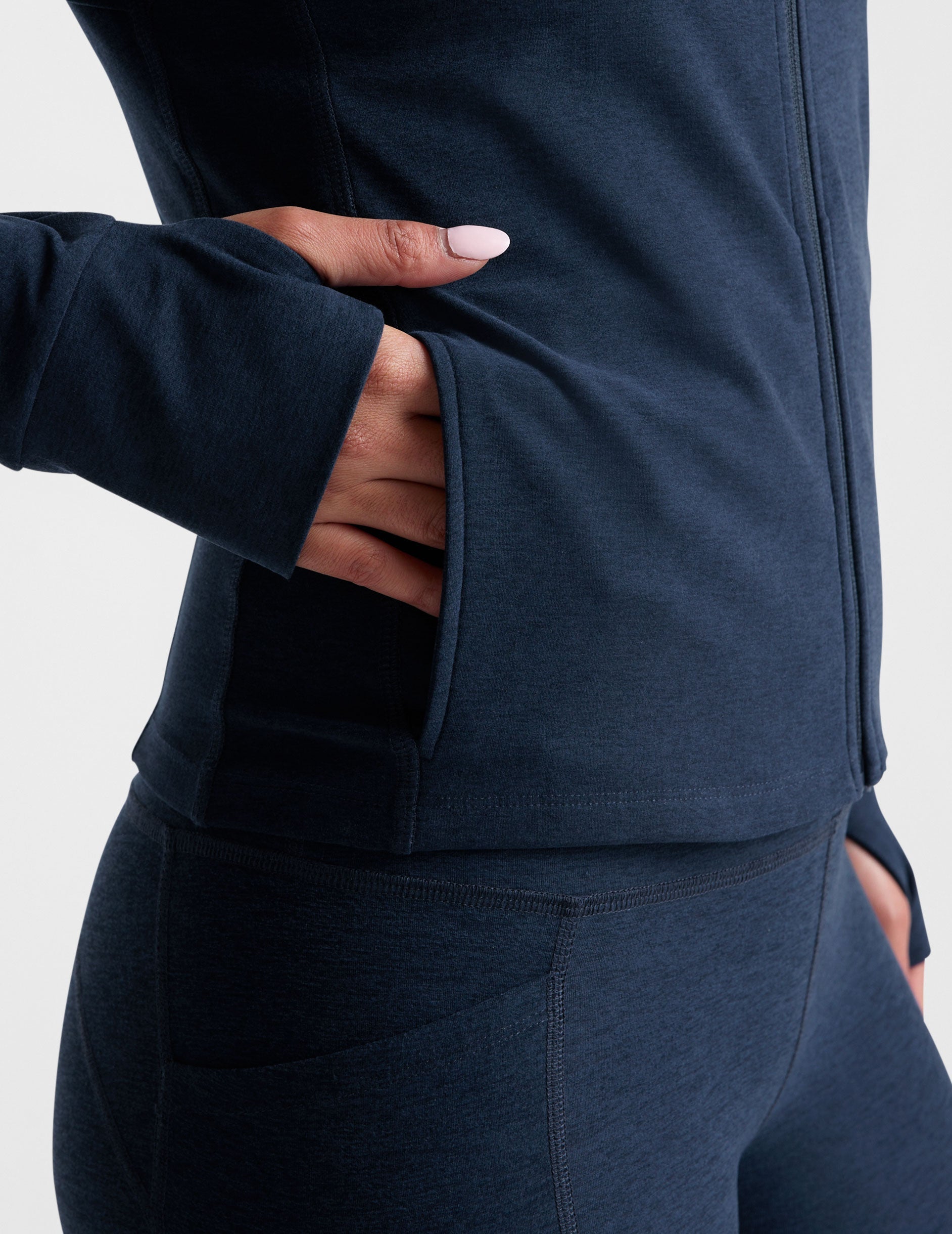 Beyond Yoga Spacedye High Energy Hoodie: Breathable, Flexible Active Zip-Up with Thumbholes