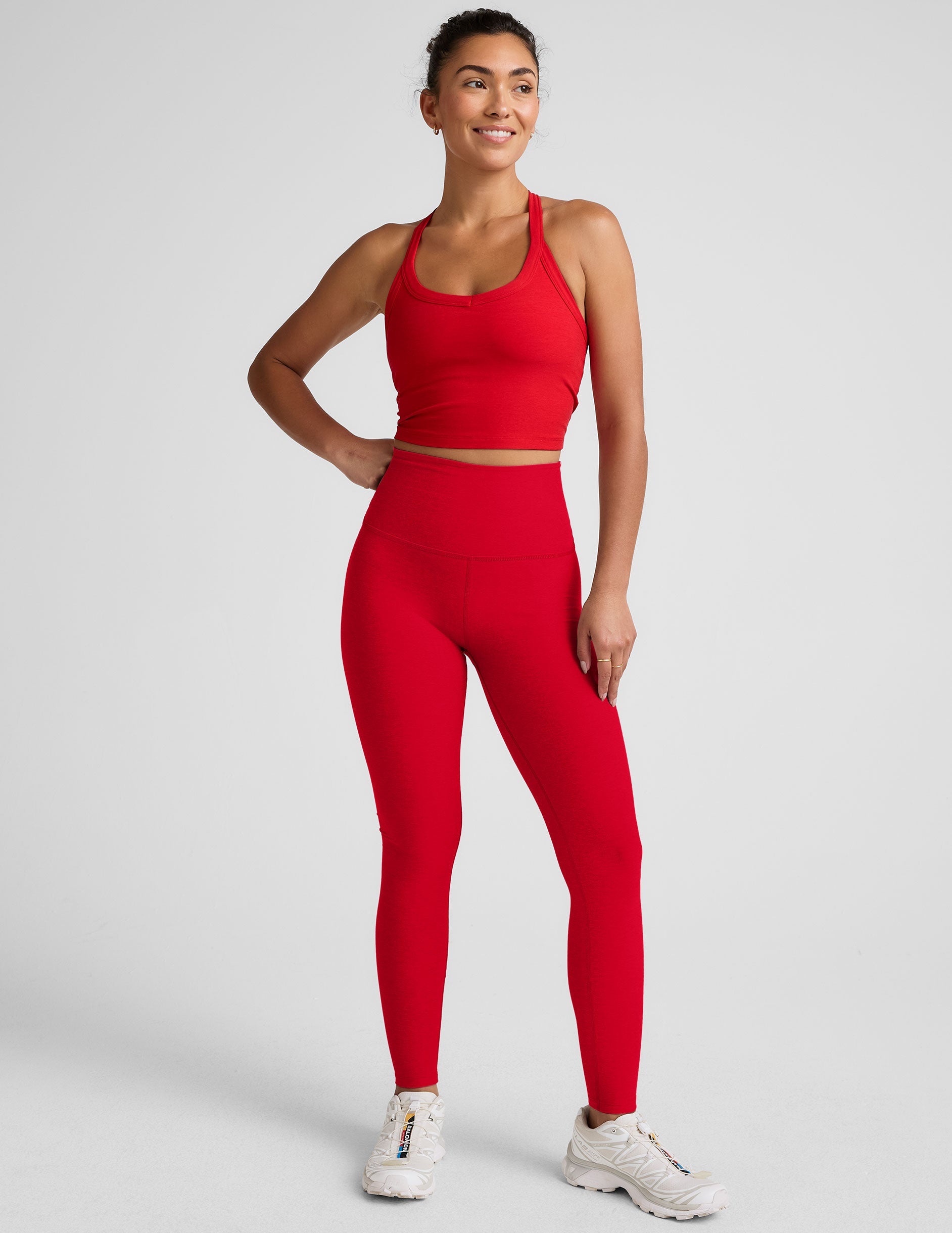 Spacedye Vitalize High-Waisted Full Length Leggings: Candy Apple Red Heather Ultra-Soft Comfort