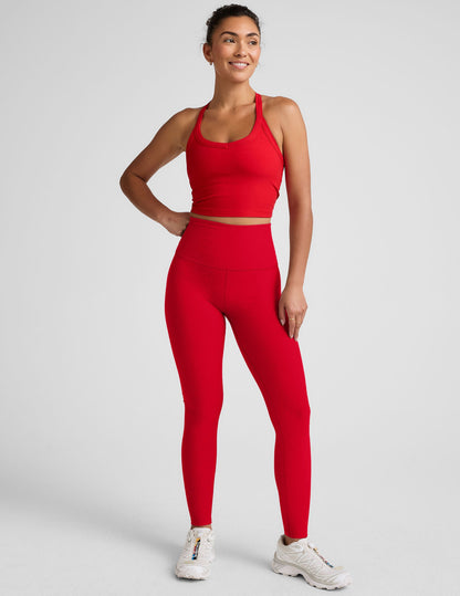 Spacedye Vitalize High-Waisted Full Length Leggings: Candy Apple Red Heather Ultra-Soft Comfort