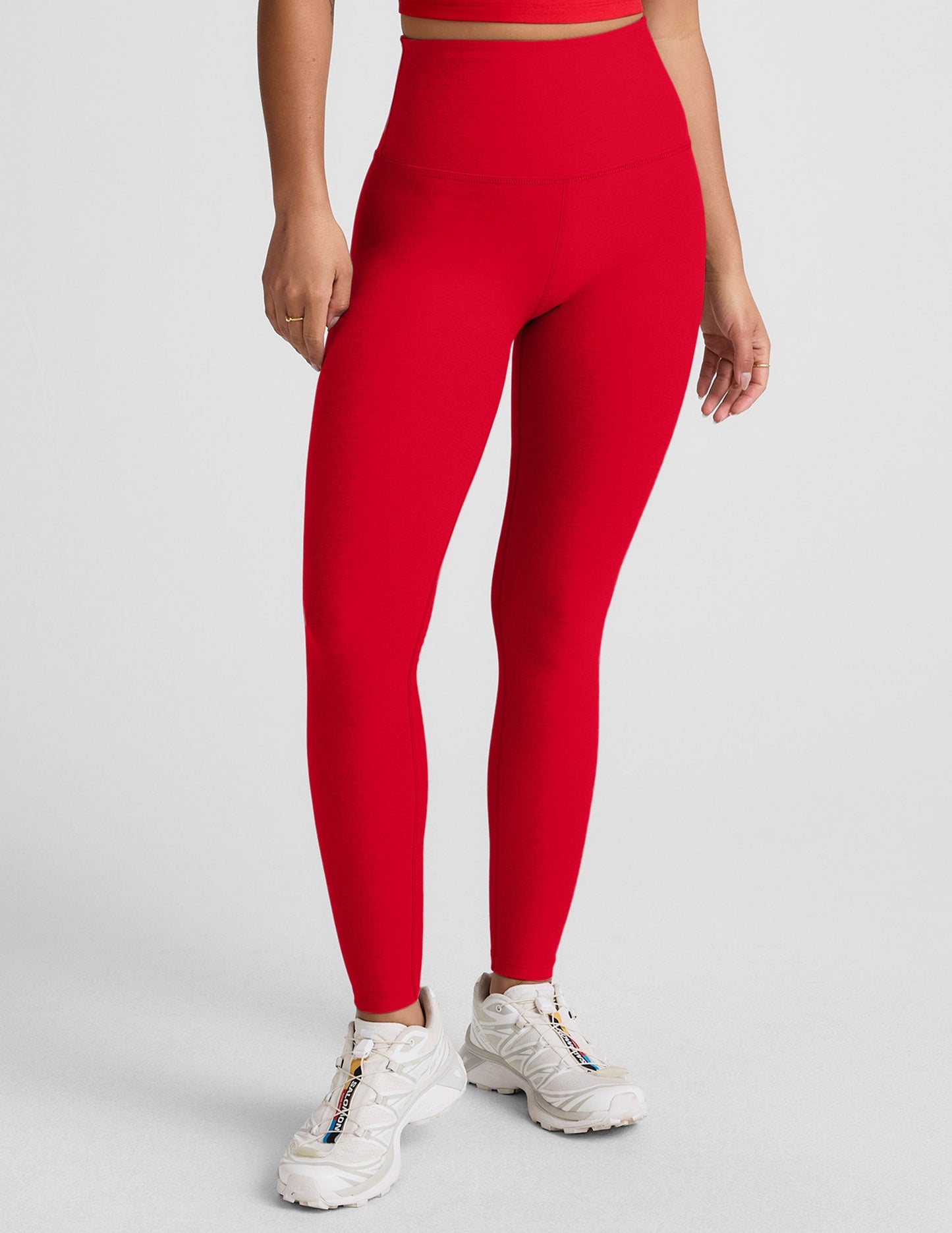 Spacedye Vitalize High-Waisted Full Length Leggings: Candy Apple Red Heather Ultra-Soft Comfort