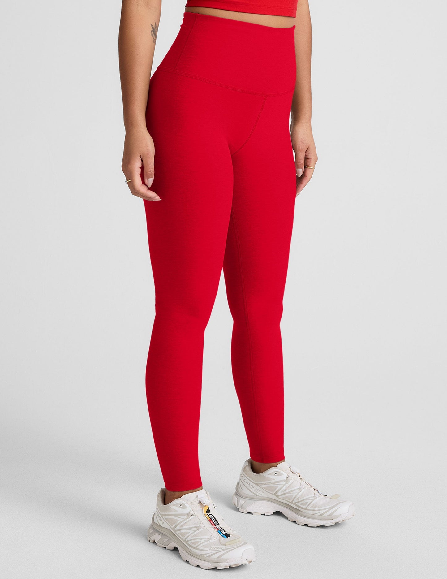 Spacedye Vitalize High-Waisted Full Length Leggings: Candy Apple Red Heather Ultra-Soft Comfort