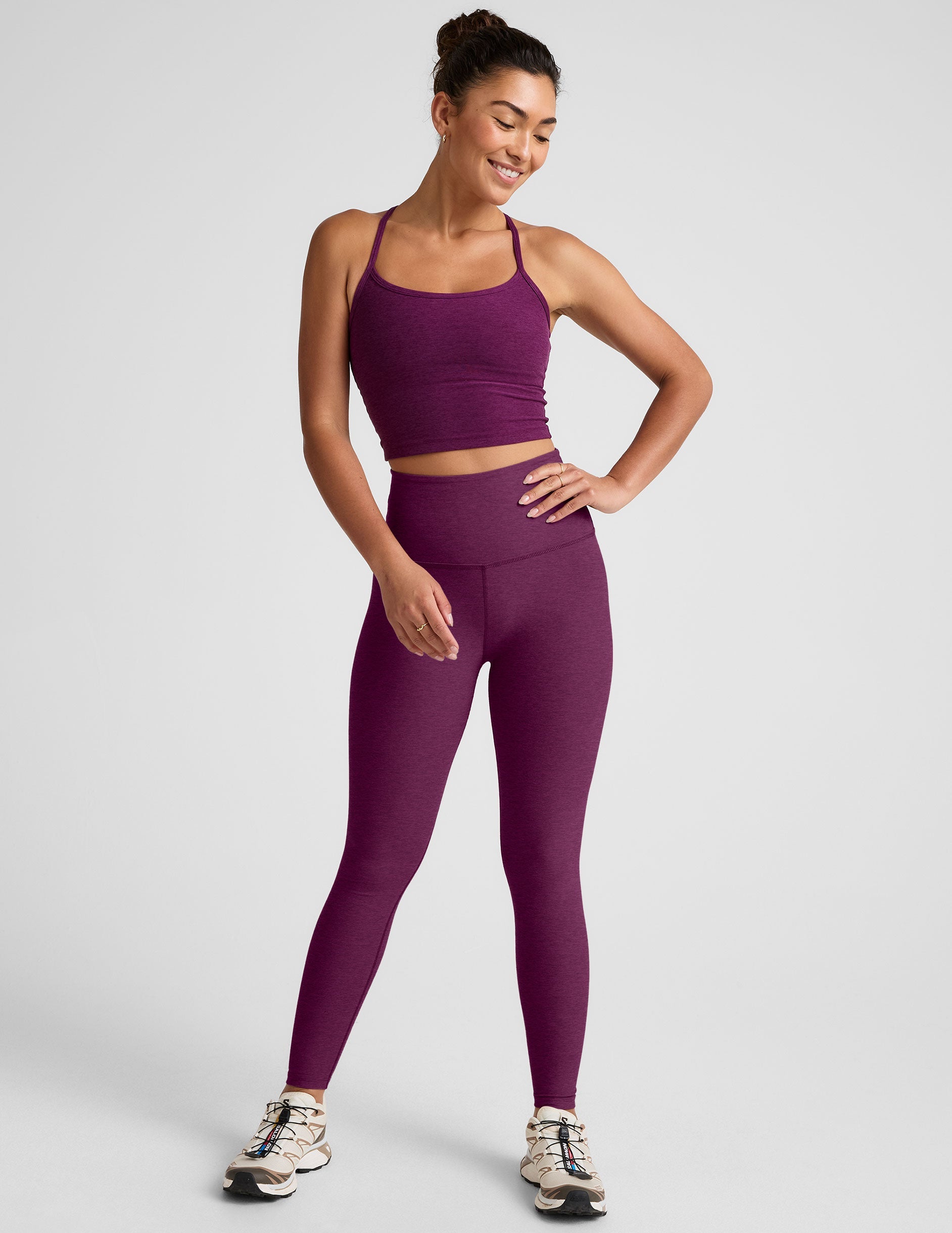 Beyond Yoga Spacedye Aubergine High-Waisted Midi Legging: Soft, Supportive Activewear