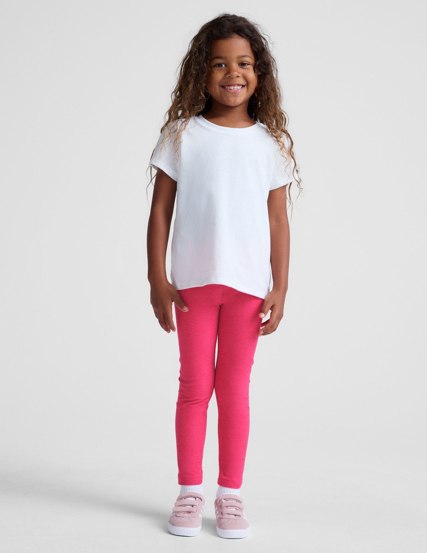 Buttery Soft Spacedye Toddler Leggings: Vivid Pink Heather, Stretchy, Durable Comfort