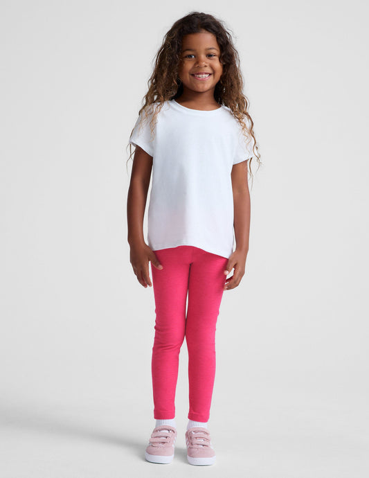 Buttery Soft Spacedye Toddler Leggings: Vivid Pink Heather, Stretchy, Durable Comfort