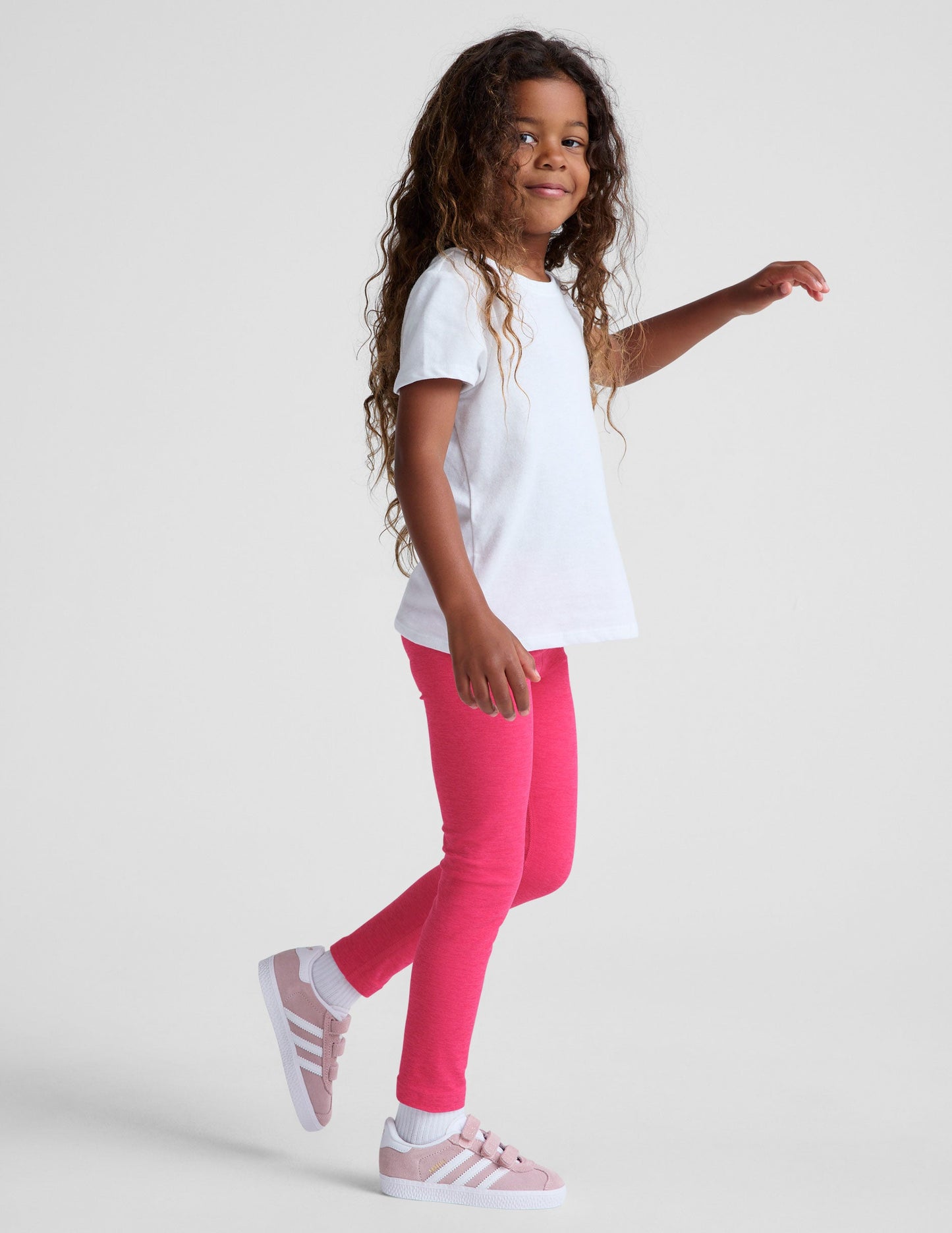 Buttery Soft Spacedye Toddler Leggings: Vivid Pink Heather, Stretchy, Durable Comfort