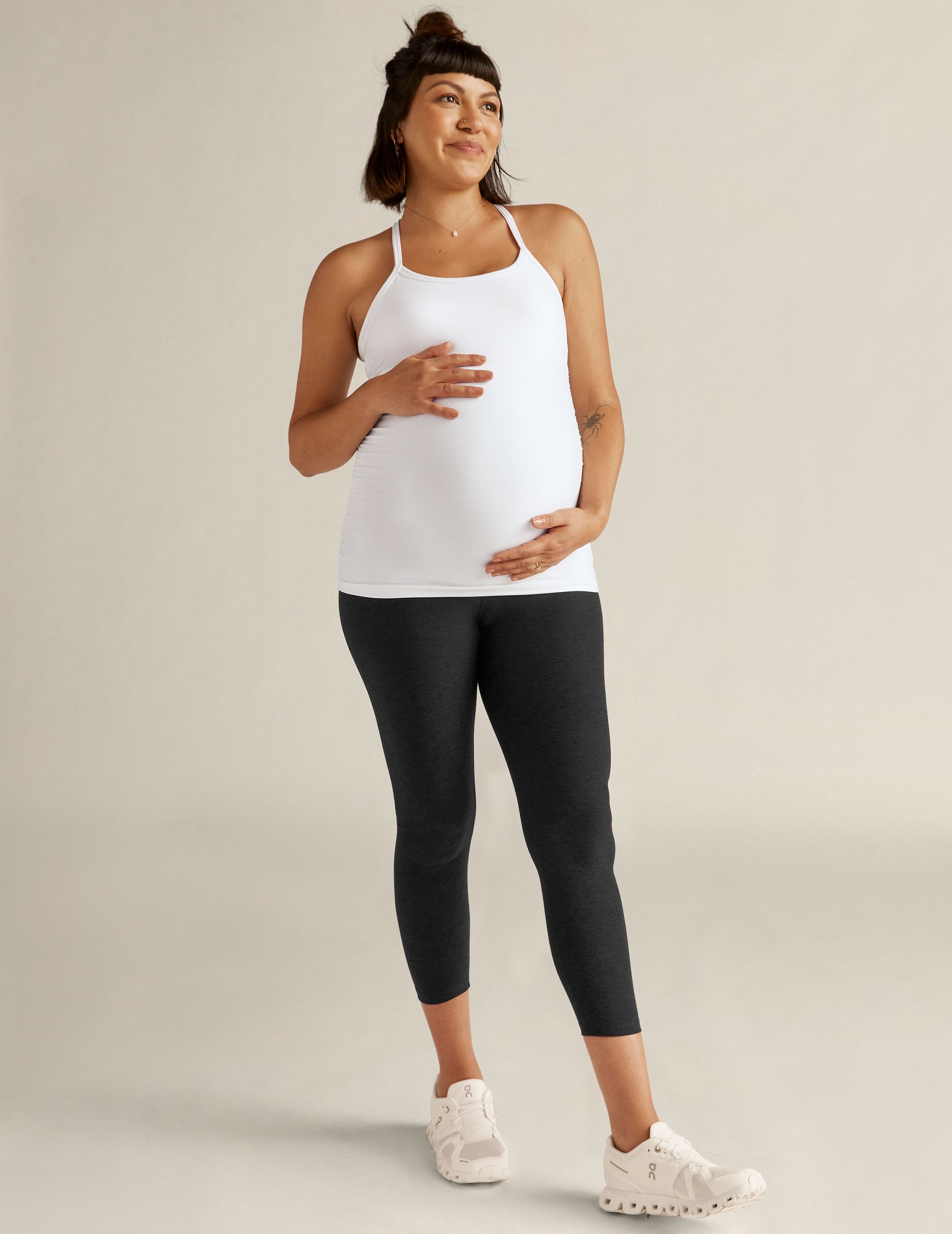 Soft Spacedye Maternity Capri Leggings with Over-the-Belly Support