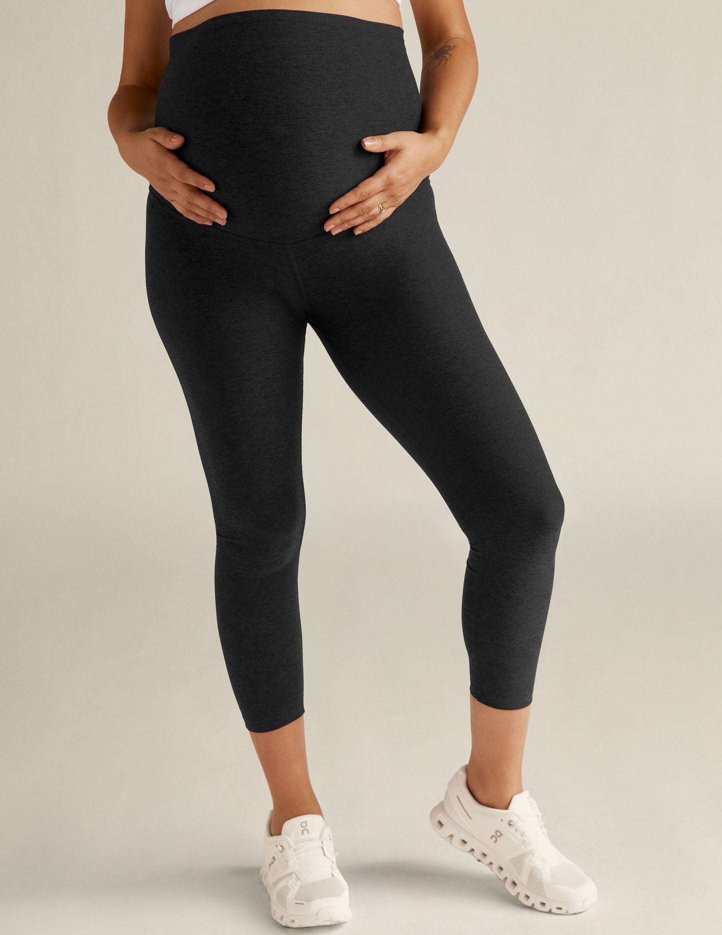 Soft Spacedye Maternity Capri Leggings with Over-the-Belly Support